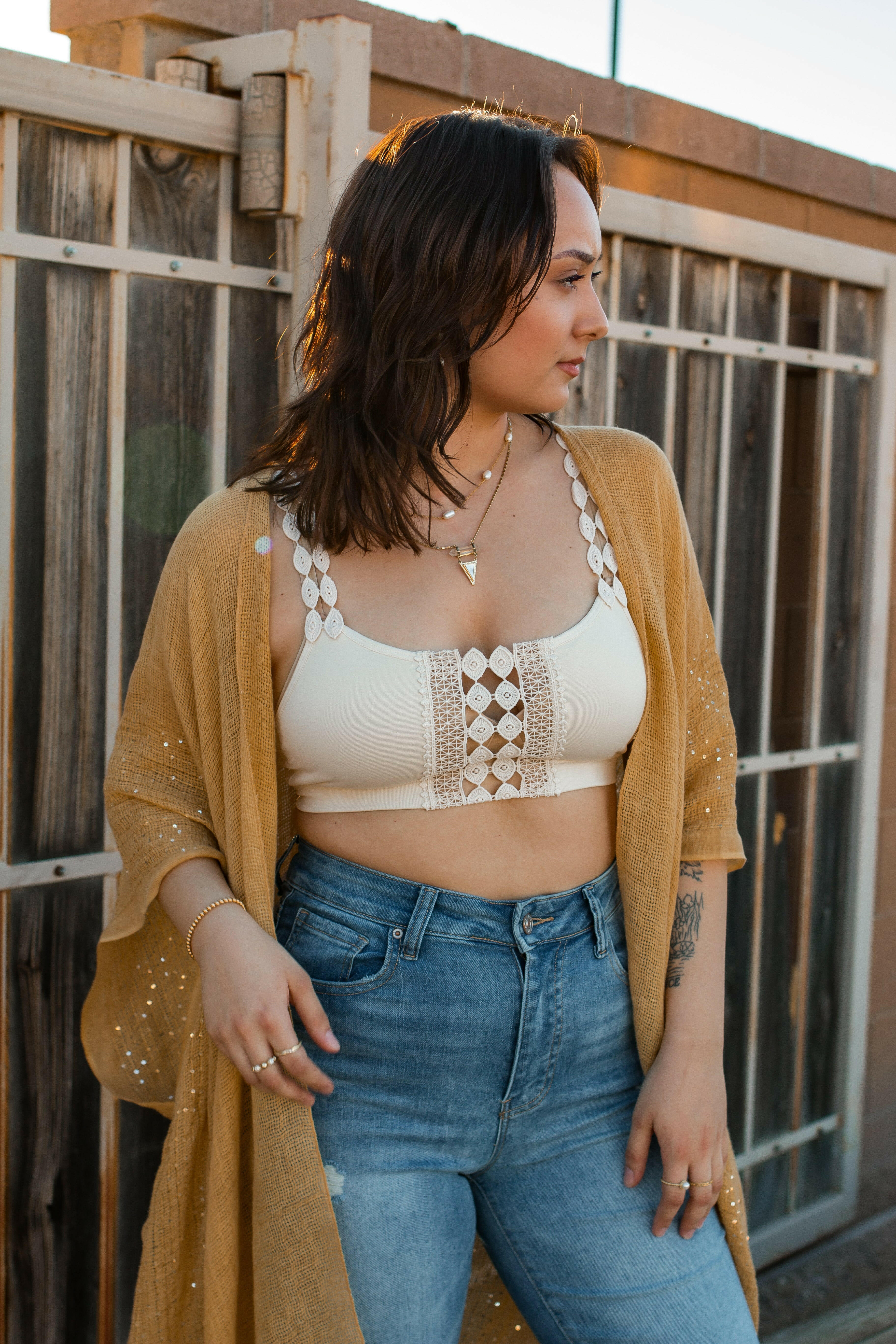 Sequin Border Frayed Trim Kimono-Kimonos-Krush Kandy, Women's Online Fashion Boutique Located in Phoenix, Arizona (Scottsdale Area)