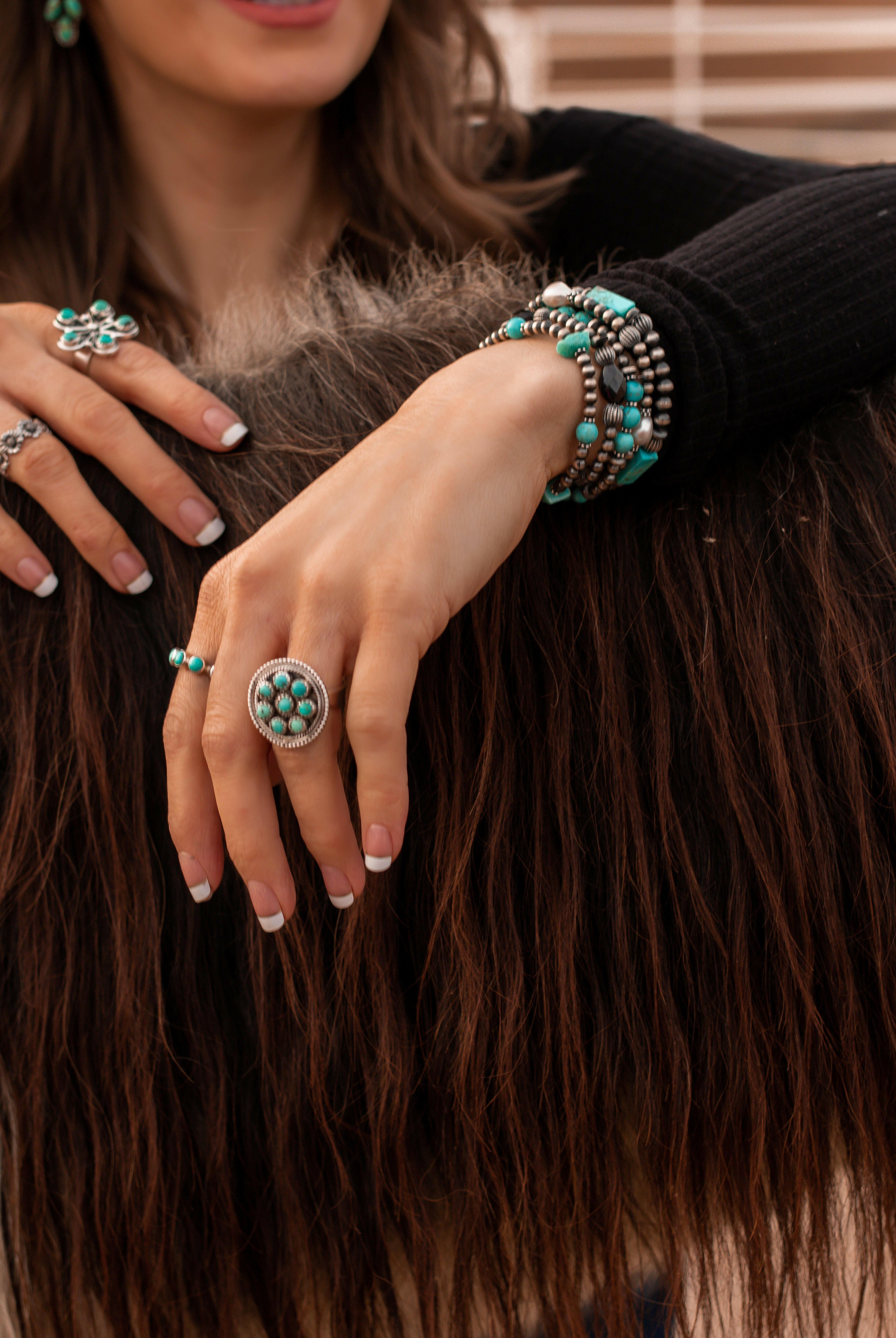 Bloom With Grace Turquoise Ring | KKB-Cluster Rings-Krush Kandy, Women's Online Fashion Boutique Located in Phoenix, Arizona (Scottsdale Area)