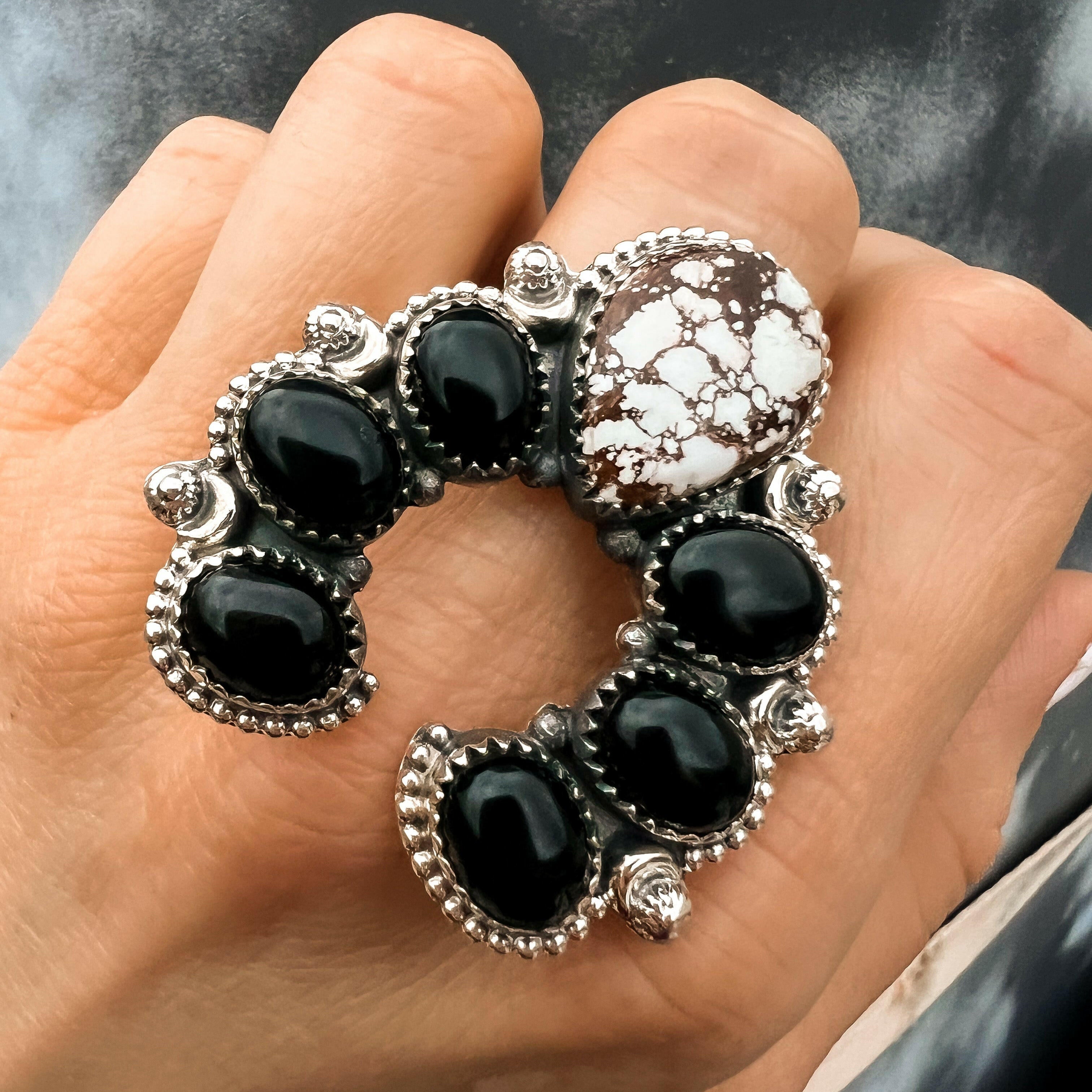 Squash Blossom Horseshoe Ring-Cluster Rings-Krush Kandy, Women's Online Fashion Boutique Located in Phoenix, Arizona (Scottsdale Area)