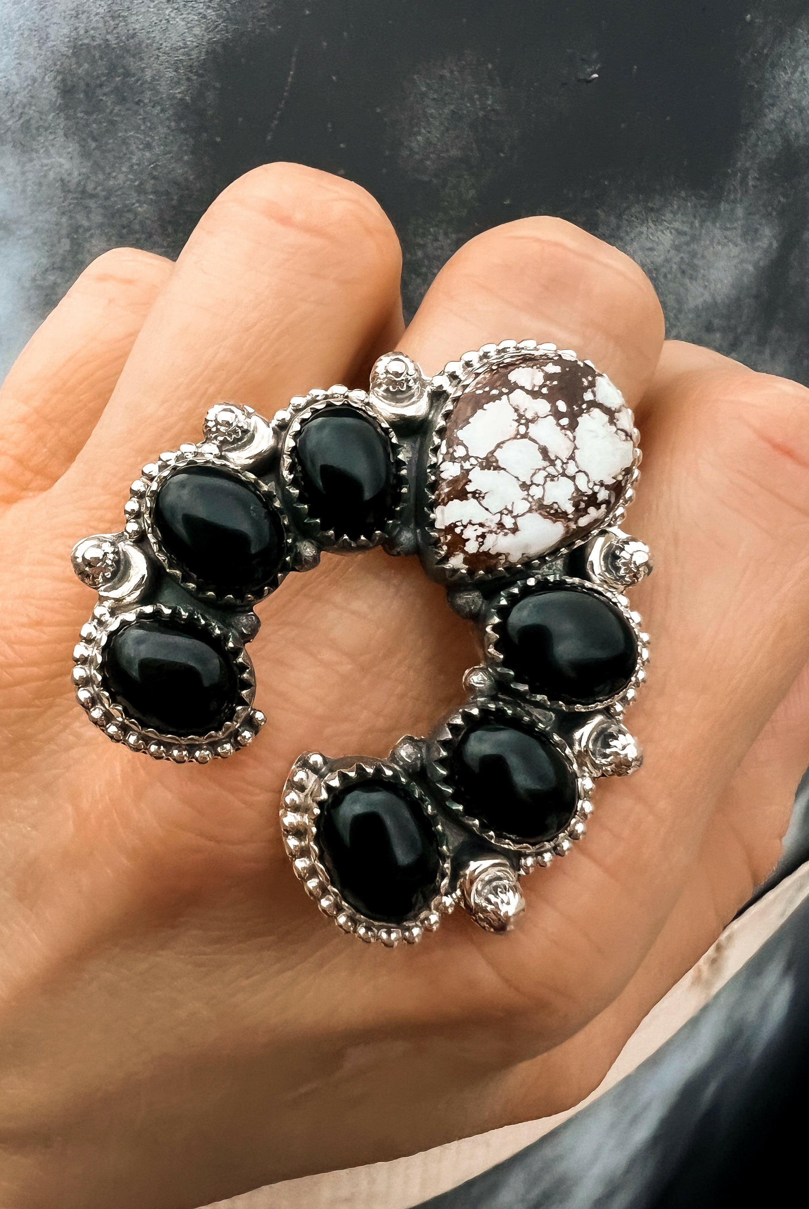 Squash Blossom Horseshoe Ring-Cluster Rings-Krush Kandy, Women's Online Fashion Boutique Located in Phoenix, Arizona (Scottsdale Area)