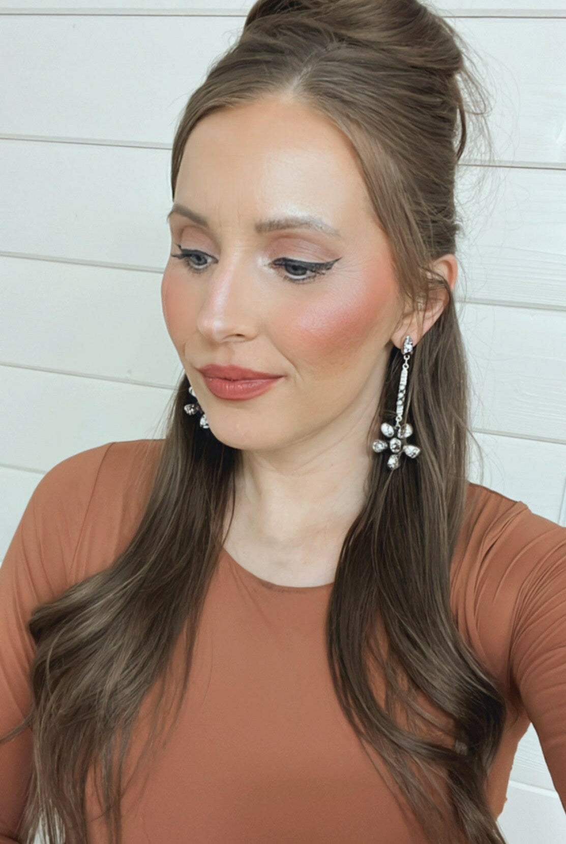 Soul Sister Flower Sterling Silver & Stone Earrings MADE TO ORDER-Drop Earrings-Krush Kandy, Women's Online Fashion Boutique Located in Phoenix, Arizona (Scottsdale Area)