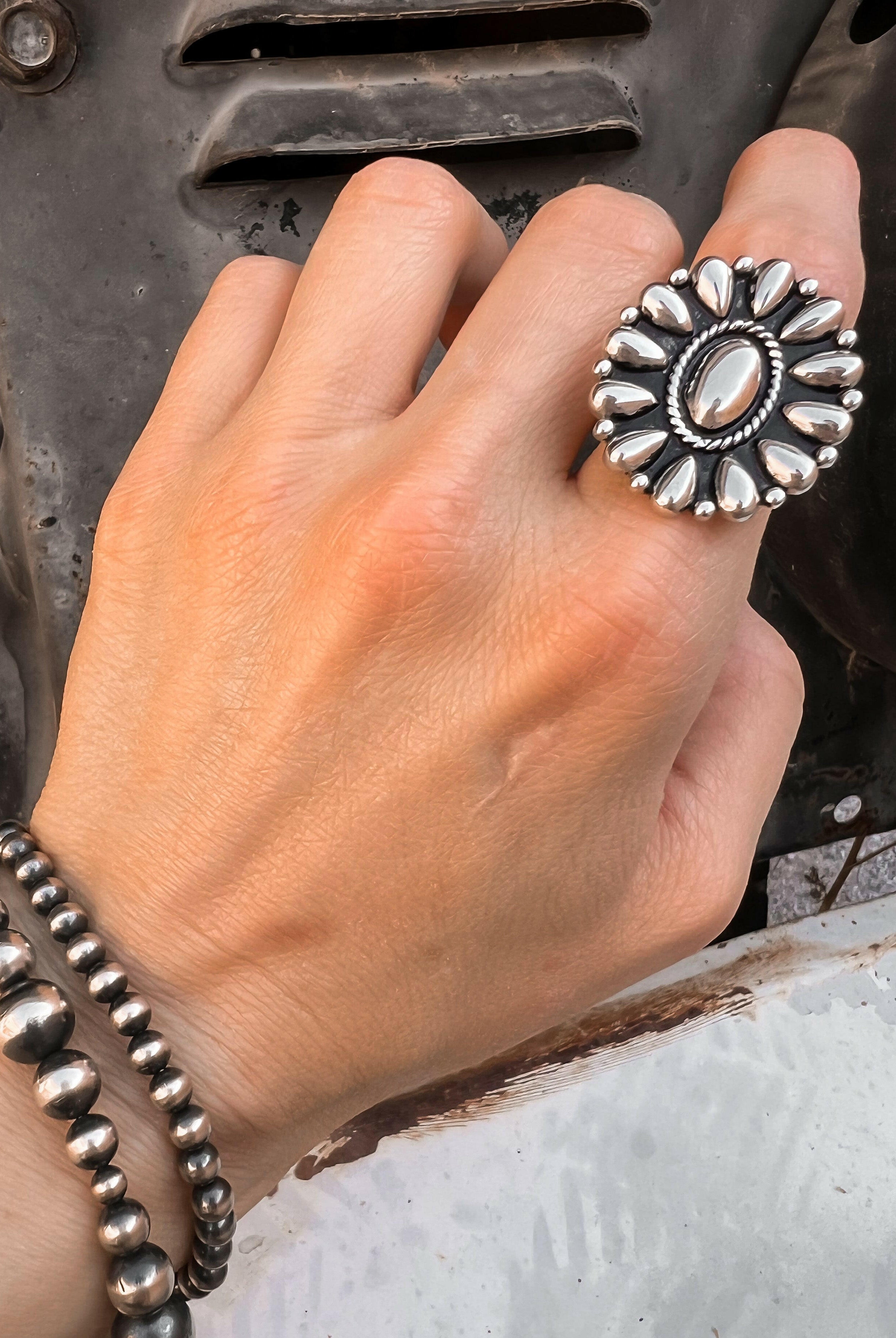 Sundown Petals Sterling Silver Ring & Earrings MADE TO ORDER-Cluster Rings-Krush Kandy, Women's Online Fashion Boutique Located in Phoenix, Arizona (Scottsdale Area)