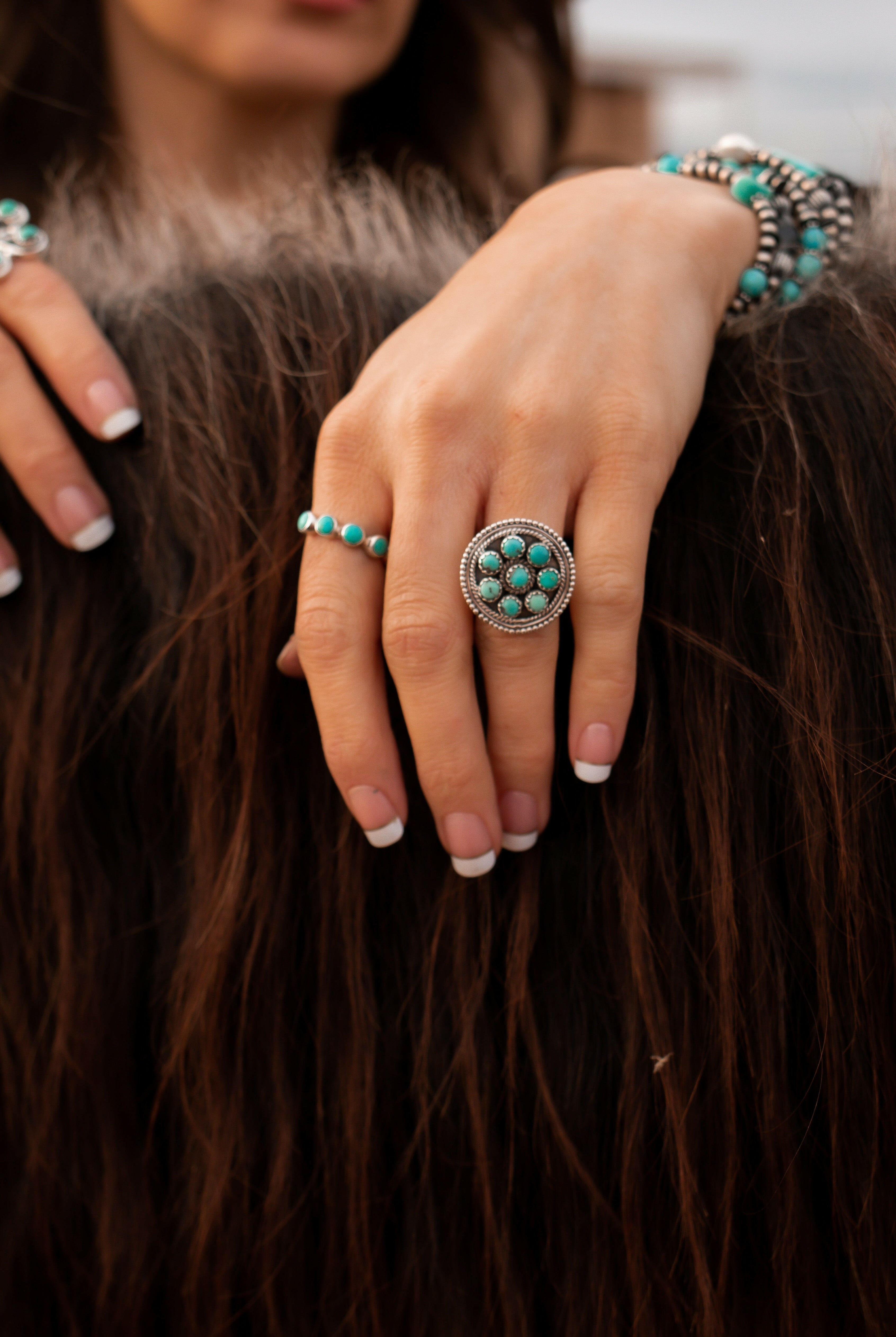 Bloom With Grace Turquoise Ring | KKB-Cluster Rings-Krush Kandy, Women's Online Fashion Boutique Located in Phoenix, Arizona (Scottsdale Area)