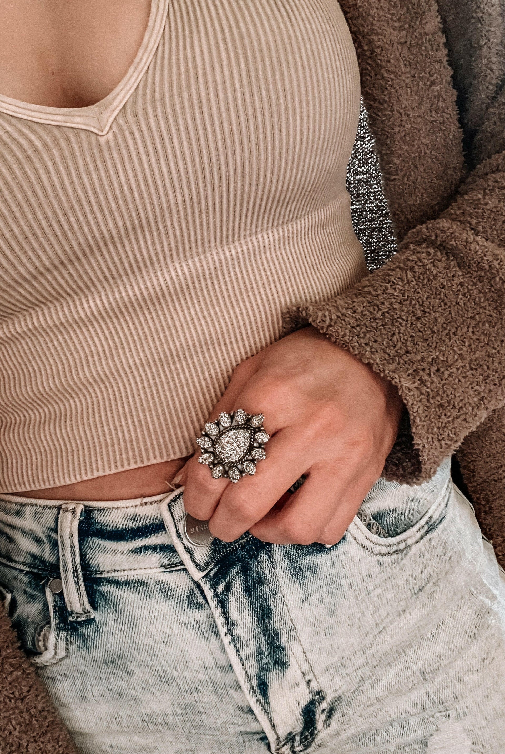 Sparkle Your Way Druzy Sterling Silver Cluster Ring-Cluster Rings-Krush Kandy, Women's Online Fashion Boutique Located in Phoenix, Arizona (Scottsdale Area)