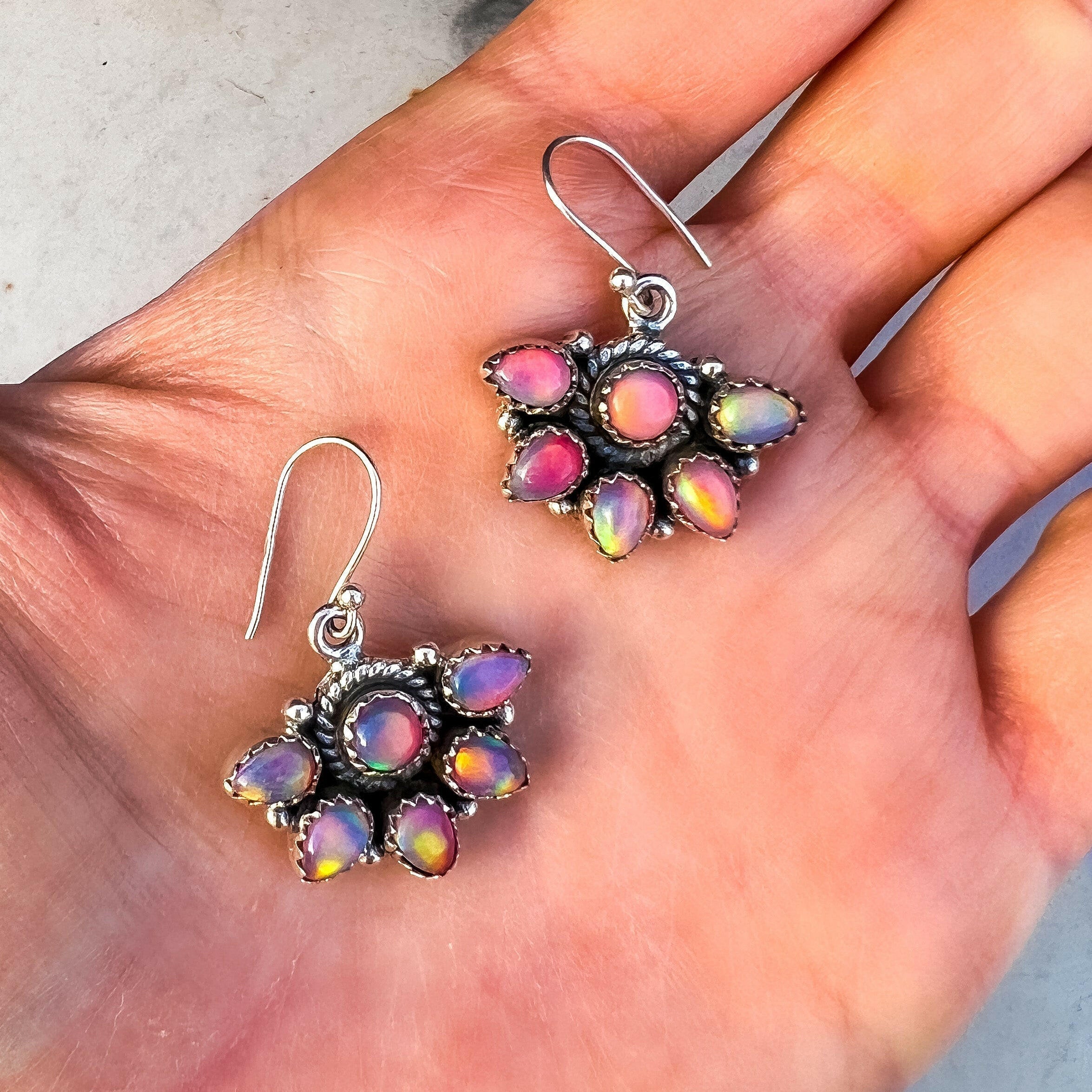 Kristyn's Aurora Opal Half Blossom Earrings-Cluster Rings-Krush Kandy, Women's Online Fashion Boutique Located in Phoenix, Arizona (Scottsdale Area)