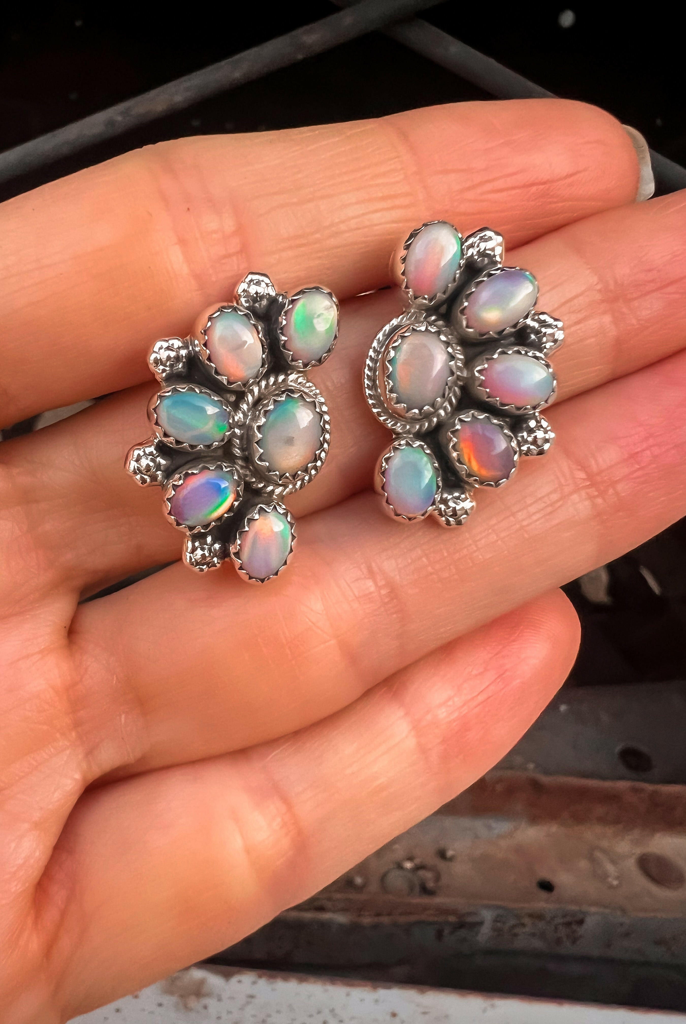 Cute Little Half Cluster Blossom Earrings-Stud Earrings-Krush Kandy, Women's Online Fashion Boutique Located in Phoenix, Arizona (Scottsdale Area)