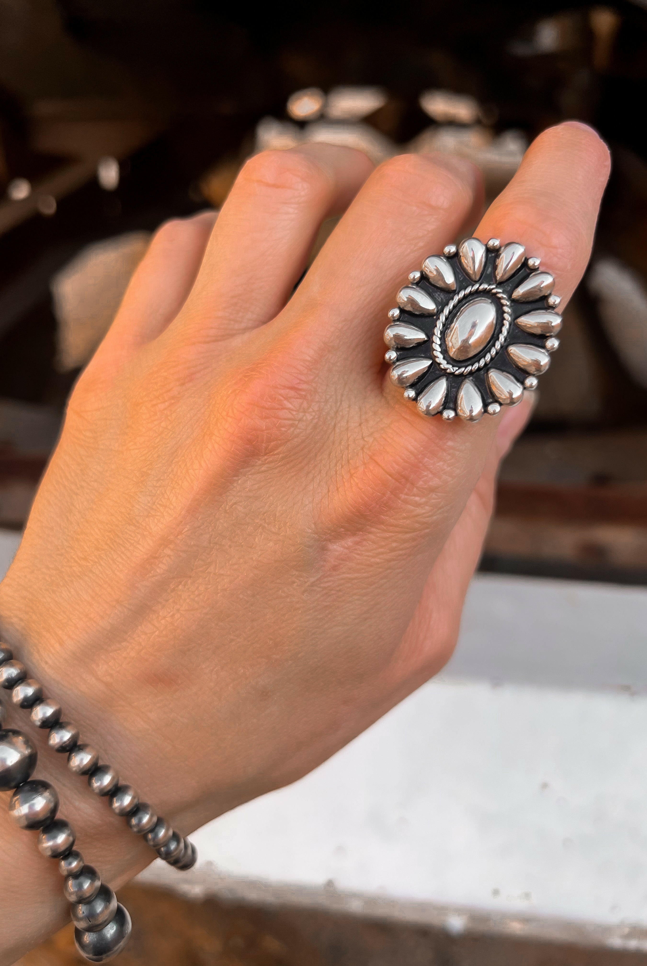 Sundown Petals Sterling Silver Ring & Earrings MADE TO ORDER-Cluster Rings-Krush Kandy, Women's Online Fashion Boutique Located in Phoenix, Arizona (Scottsdale Area)