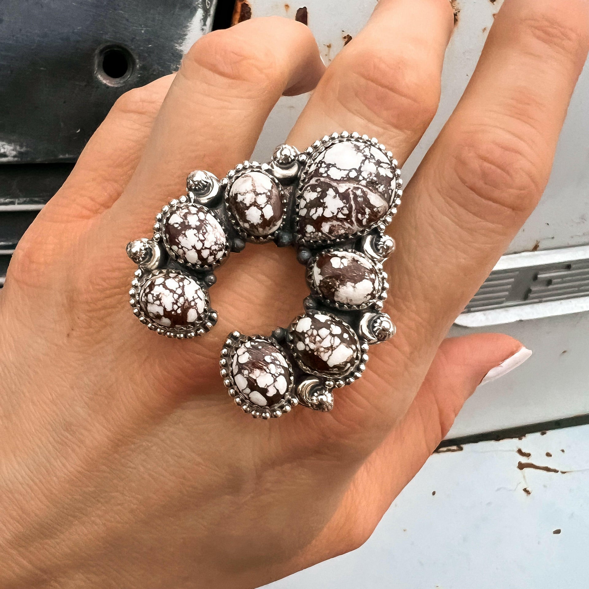Squash Blossom Horseshoe Ring-Cluster Rings-Krush Kandy, Women's Online Fashion Boutique Located in Phoenix, Arizona (Scottsdale Area)