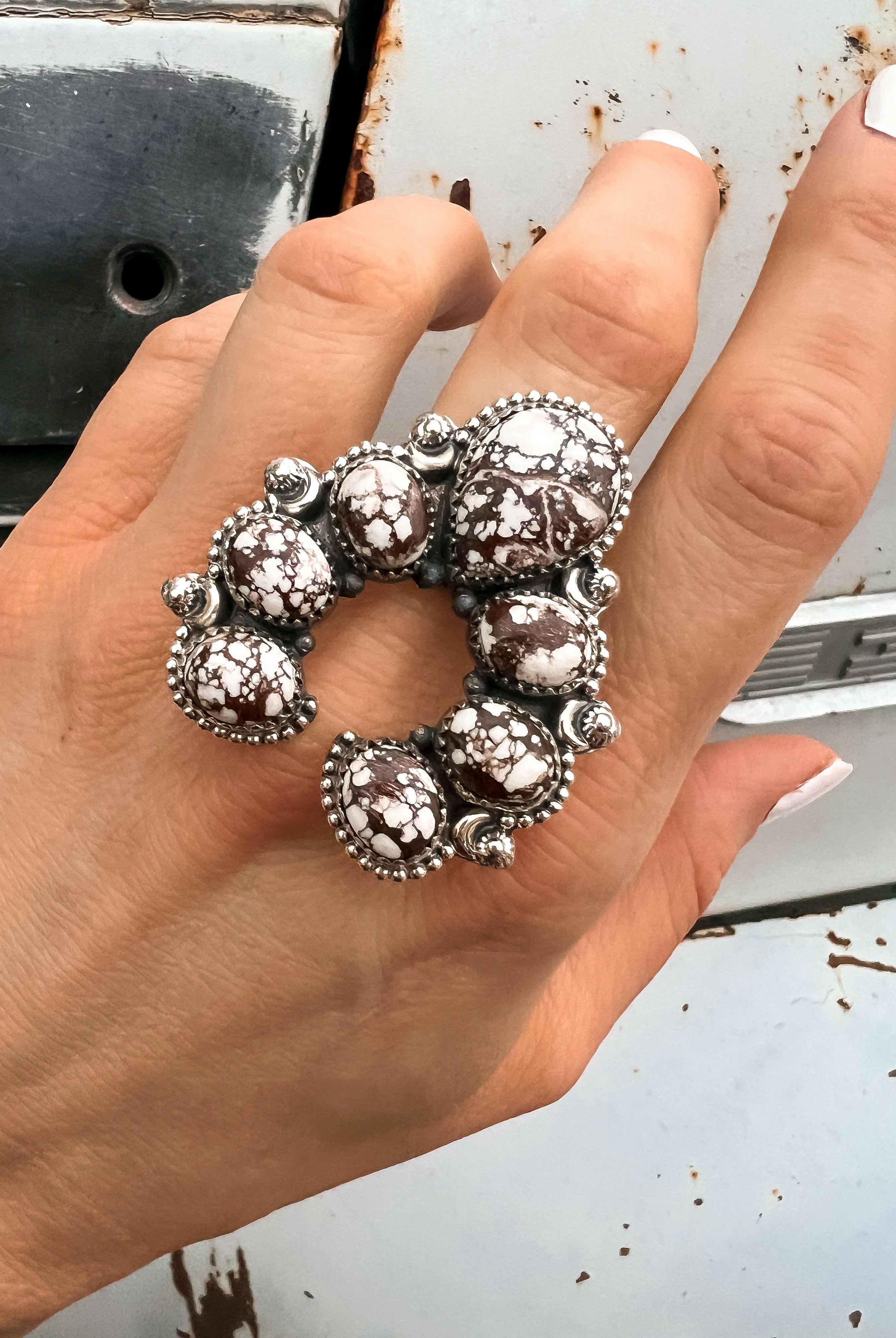 Squash Blossom Horseshoe Ring-Cluster Rings-Krush Kandy, Women's Online Fashion Boutique Located in Phoenix, Arizona (Scottsdale Area)
