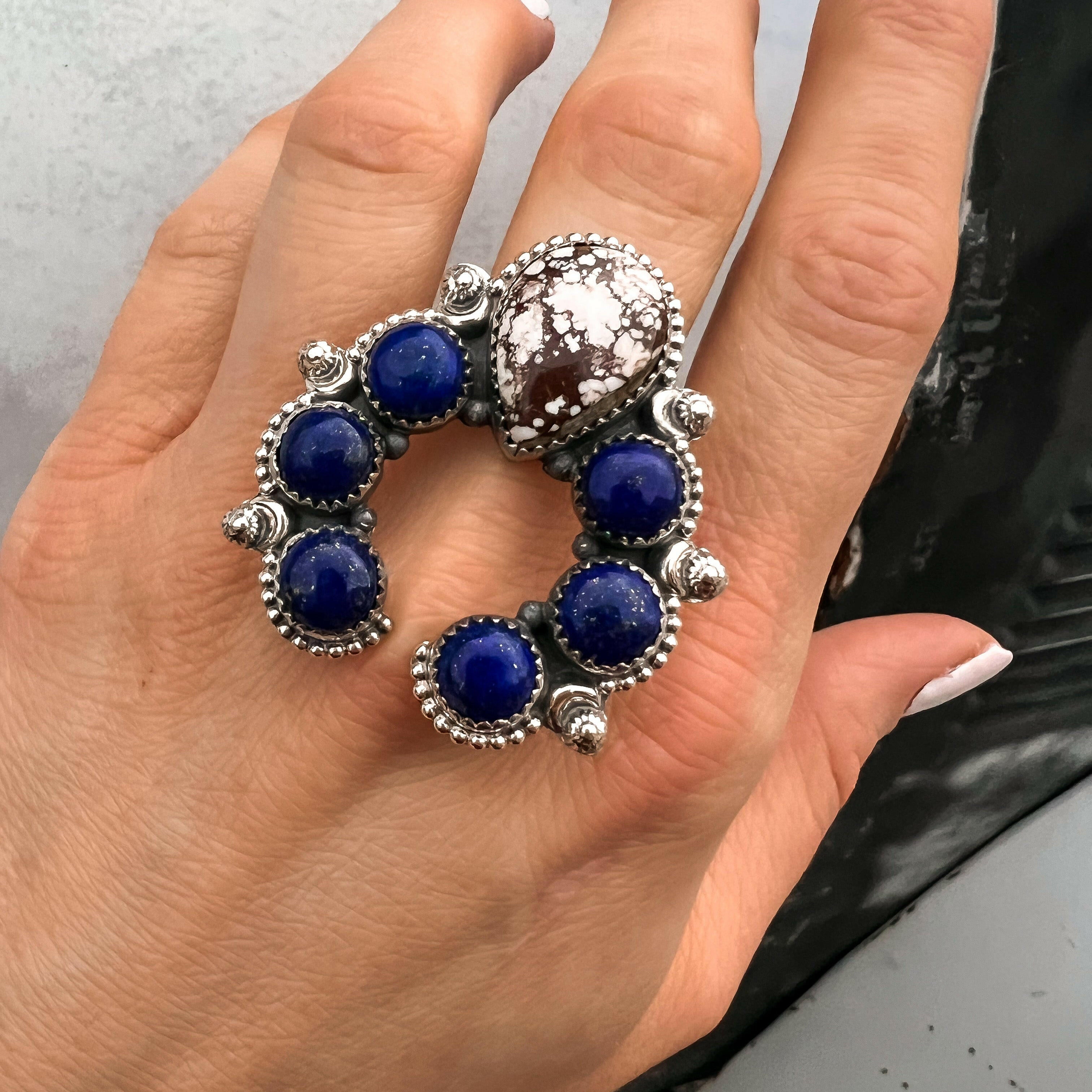 Squash Blossom Horseshoe Ring-Cluster Rings-Krush Kandy, Women's Online Fashion Boutique Located in Phoenix, Arizona (Scottsdale Area)