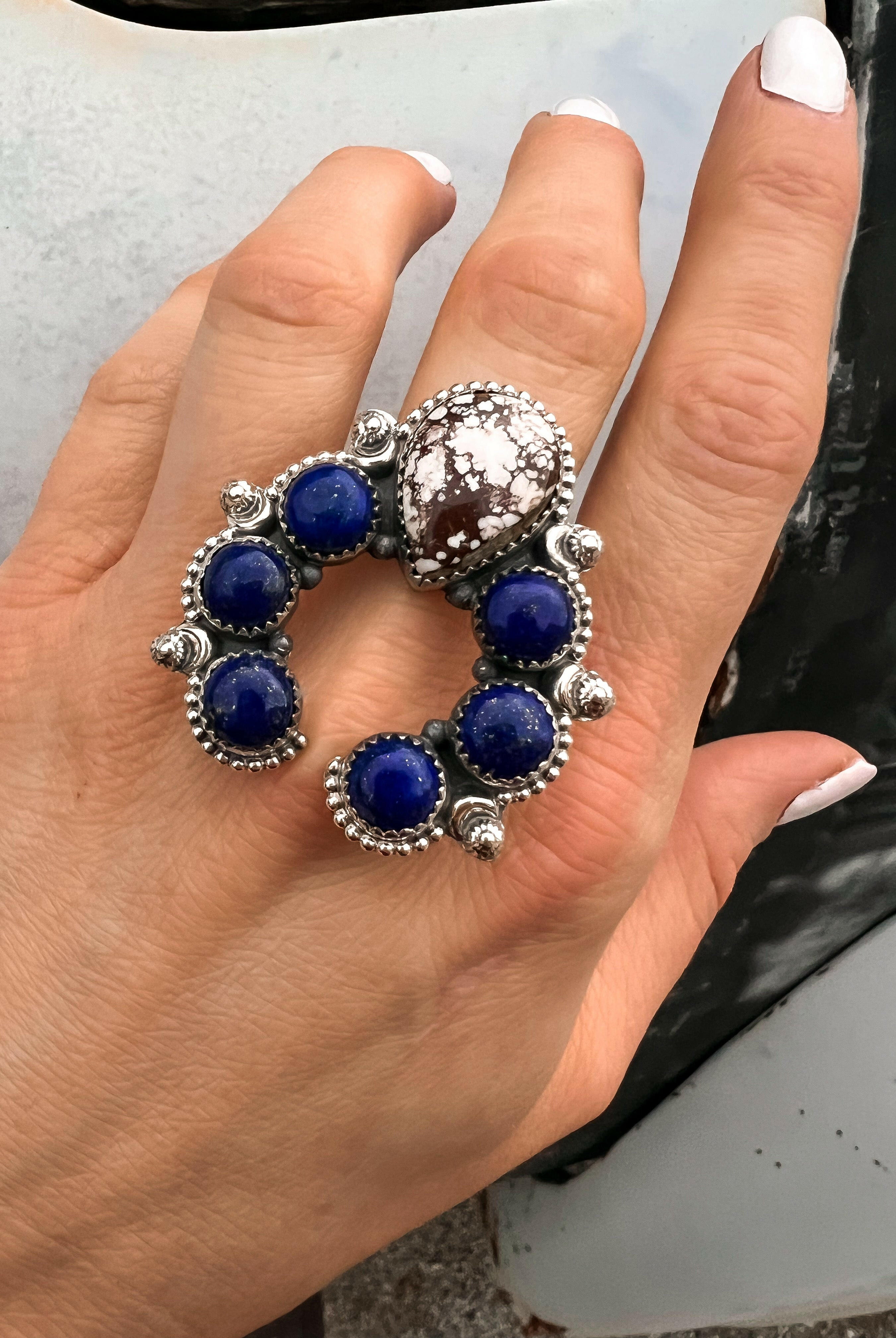 Squash Blossom Horseshoe Ring-Cluster Rings-Krush Kandy, Women's Online Fashion Boutique Located in Phoenix, Arizona (Scottsdale Area)