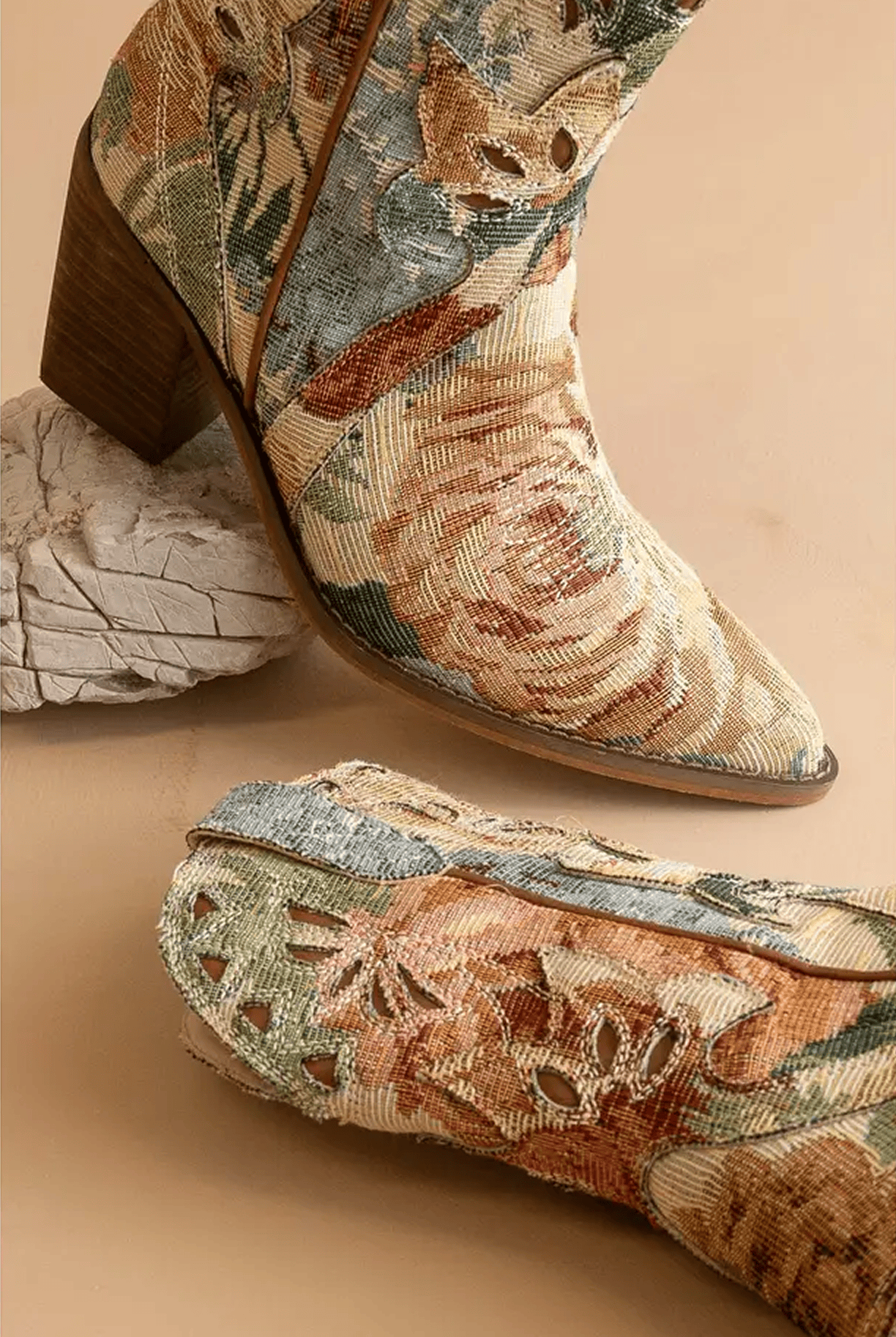 Floral Tapestry Western Bootie-Boots-Krush Kandy, Women's Online Fashion Boutique Located in Phoenix, Arizona (Scottsdale Area)