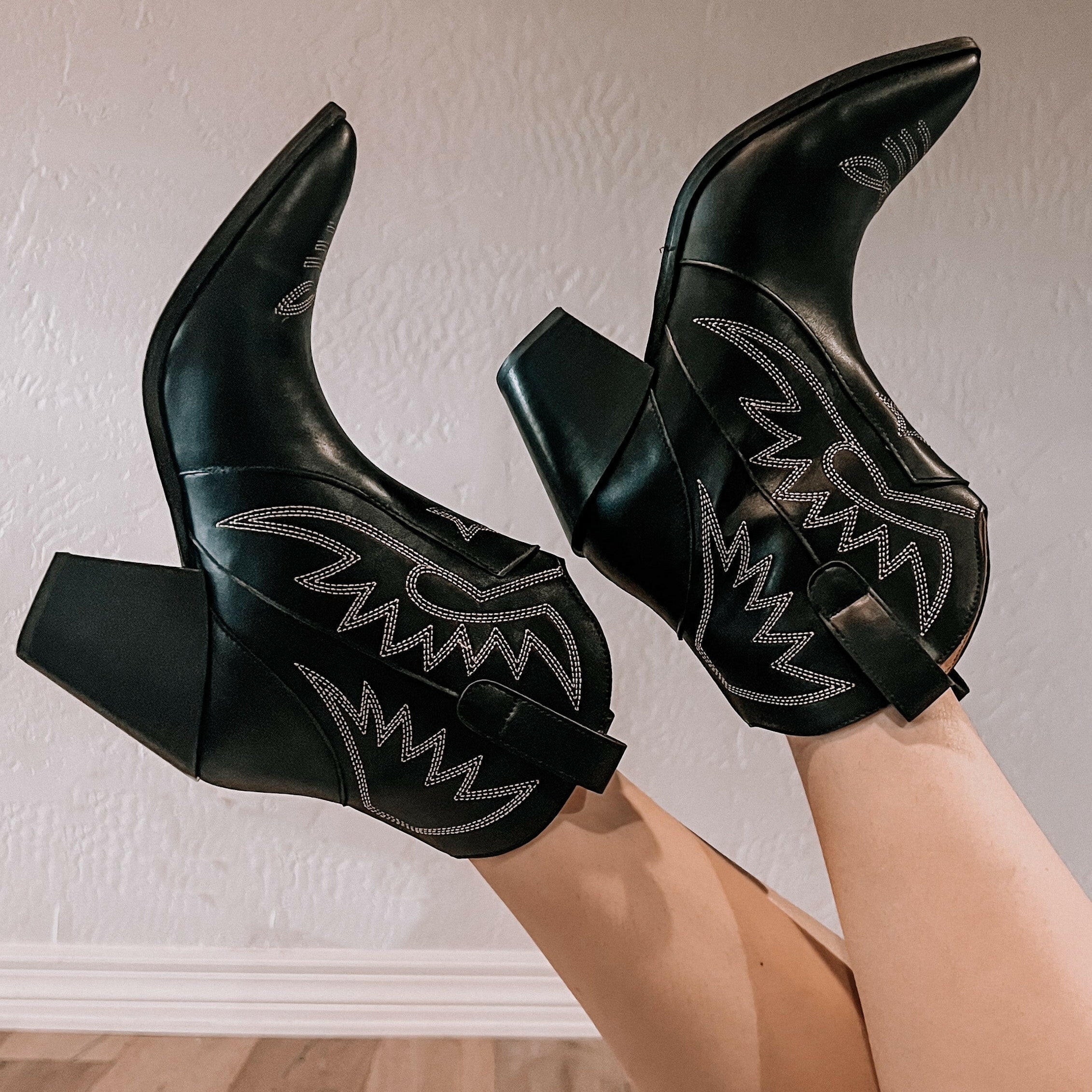 Nina Embroidered Cowgirl Booties-Booties-Krush Kandy, Women's Online Fashion Boutique Located in Phoenix, Arizona (Scottsdale Area)