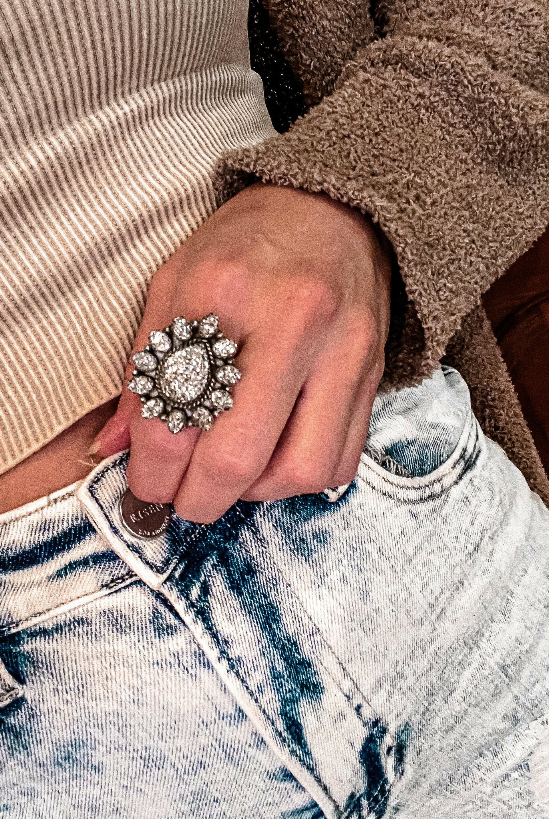 Sparkle Your Way Druzy Sterling Silver Cluster Ring-Cluster Rings-Krush Kandy, Women's Online Fashion Boutique Located in Phoenix, Arizona (Scottsdale Area)