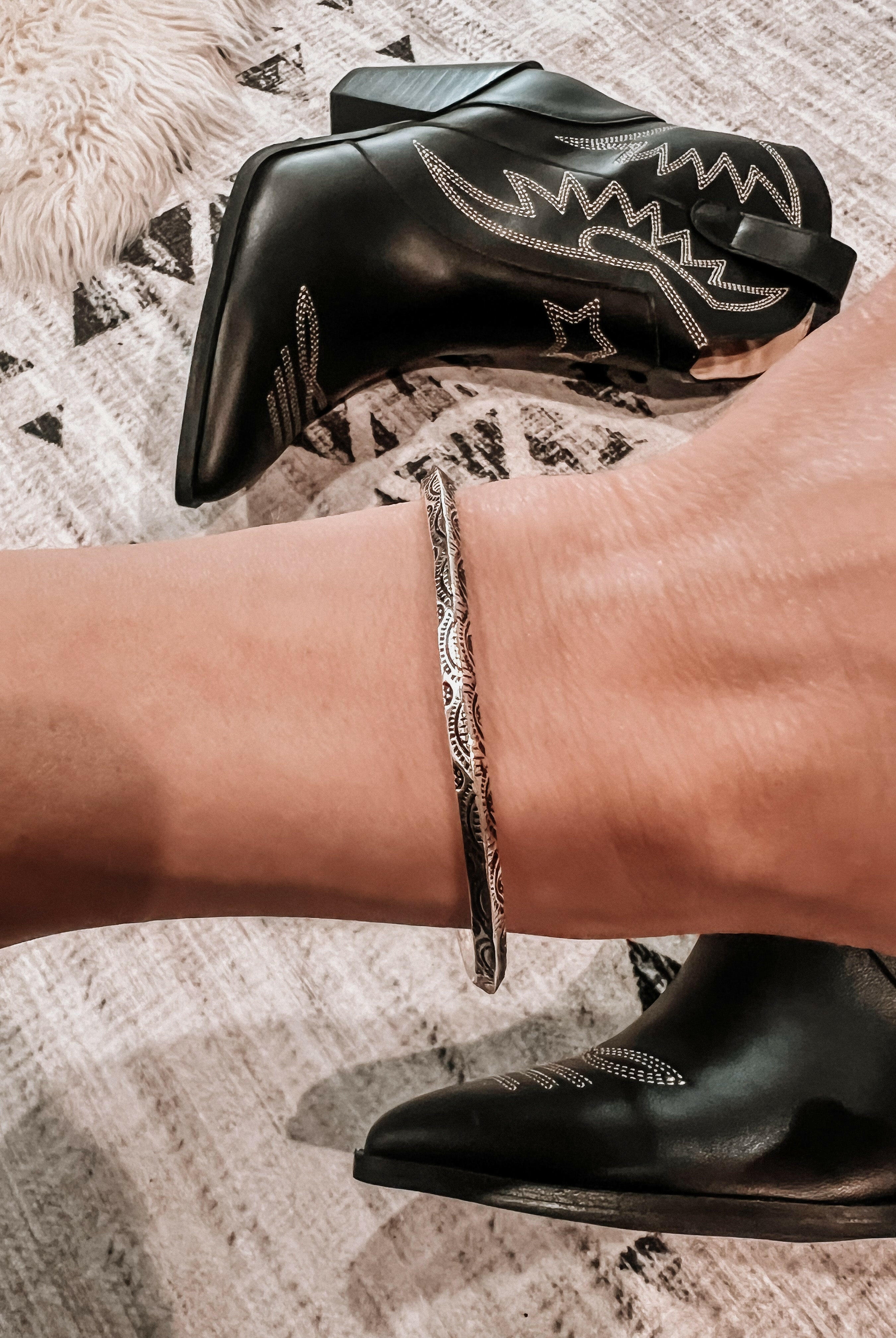 Krush Kandy Original Detailed Sterling Silver Cuff-Bangle Bracelets-Krush Kandy, Women's Online Fashion Boutique Located in Phoenix, Arizona (Scottsdale Area)