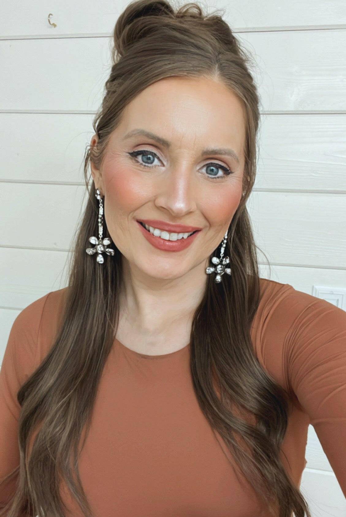 Soul Sister Flower Sterling Silver & Stone Earrings MADE TO ORDER-Drop Earrings-Krush Kandy, Women's Online Fashion Boutique Located in Phoenix, Arizona (Scottsdale Area)