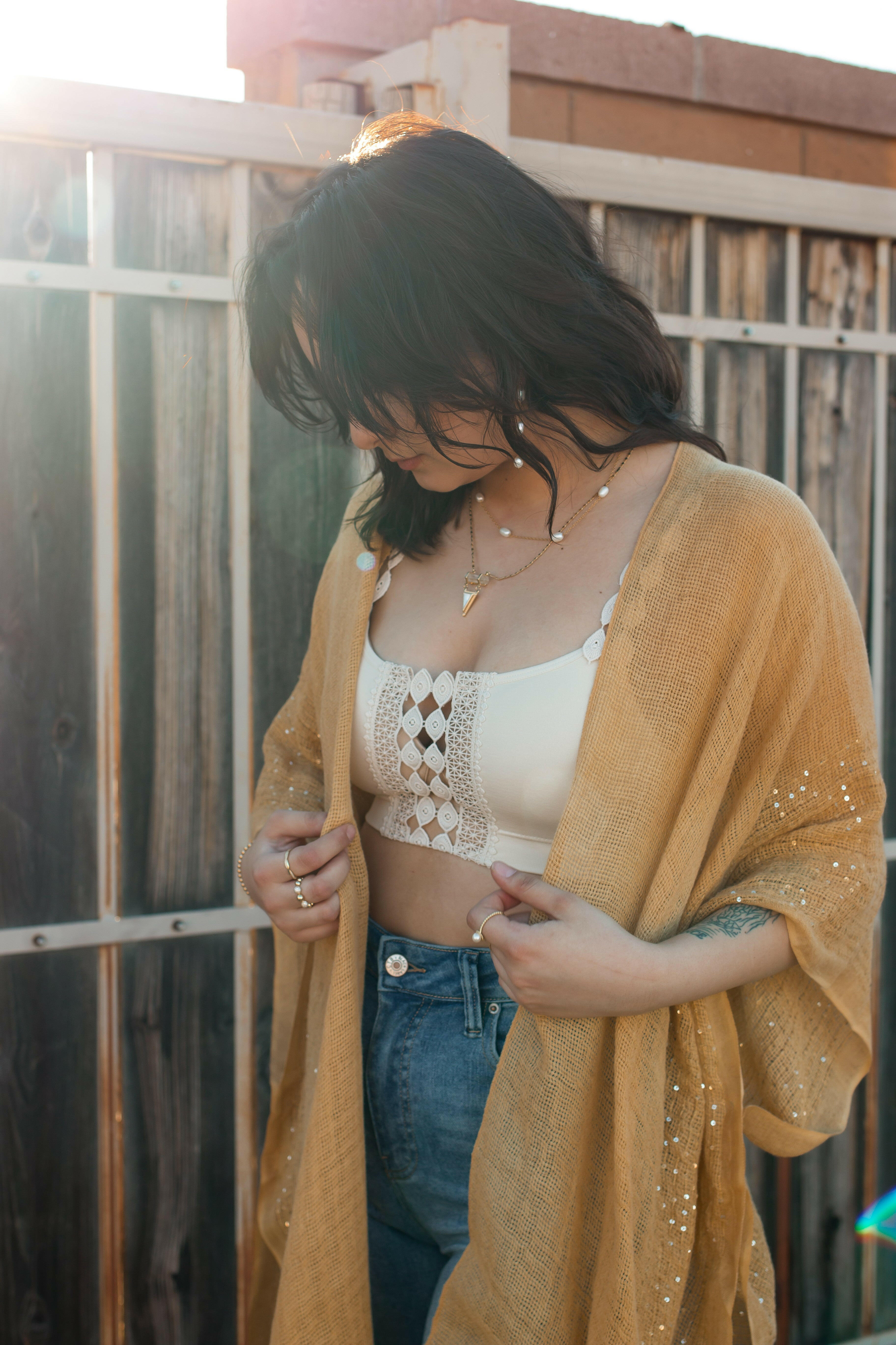 Sequin Border Frayed Trim Kimono-Kimonos-Krush Kandy, Women's Online Fashion Boutique Located in Phoenix, Arizona (Scottsdale Area)