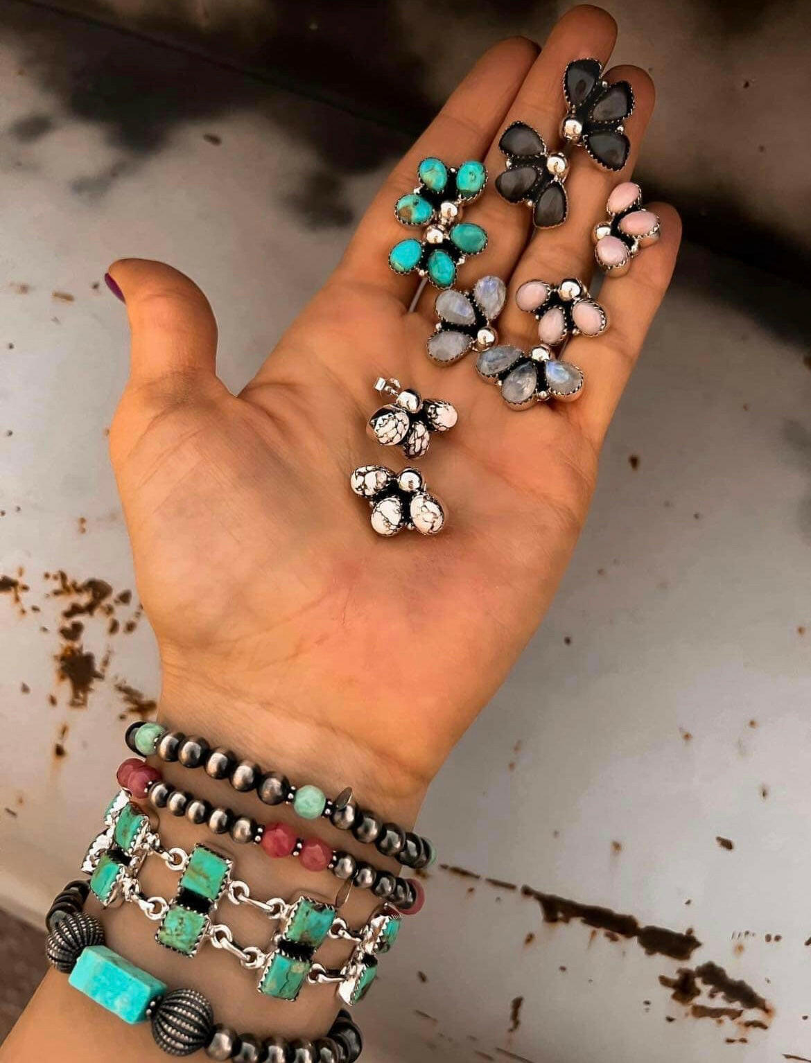 3 Stone Cluster Earrings-Stud Earrings-Krush Kandy, Women's Online Fashion Boutique Located in Phoenix, Arizona (Scottsdale Area)