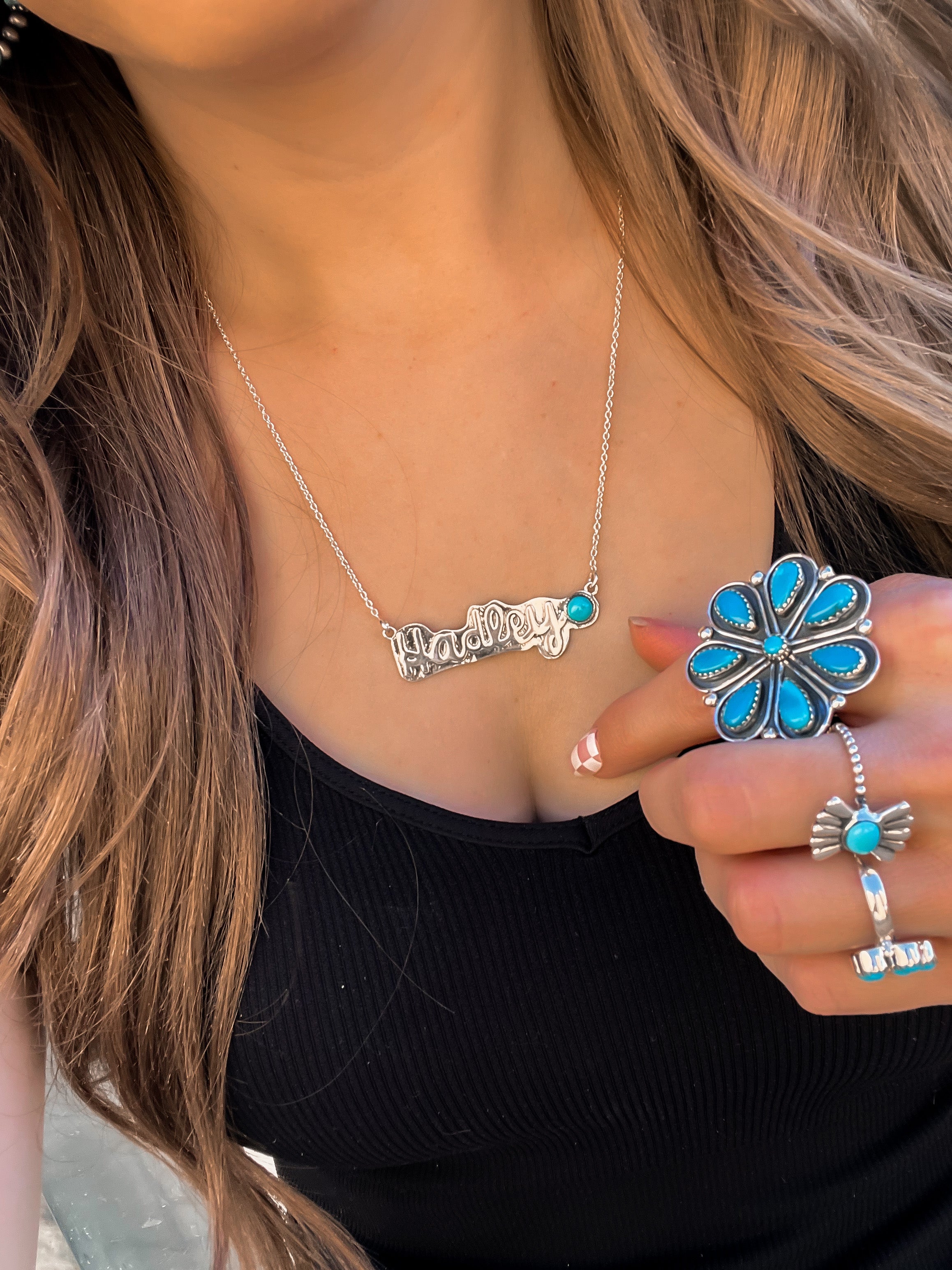 Sterling Silver Turquoise Name Necklace | PRE-ORDER-Necklaces-Krush Kandy, Women's Online Fashion Boutique Located in Phoenix, Arizona (Scottsdale Area)