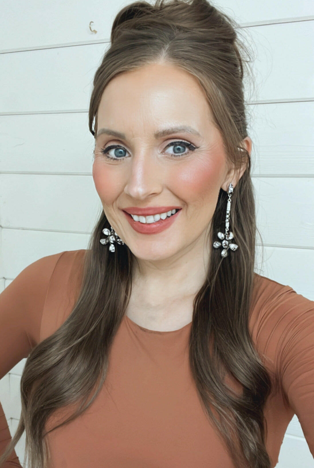 Soul Sister Flower Sterling Silver & Stone Earrings MADE TO ORDER-Drop Earrings-Krush Kandy, Women's Online Fashion Boutique Located in Phoenix, Arizona (Scottsdale Area)