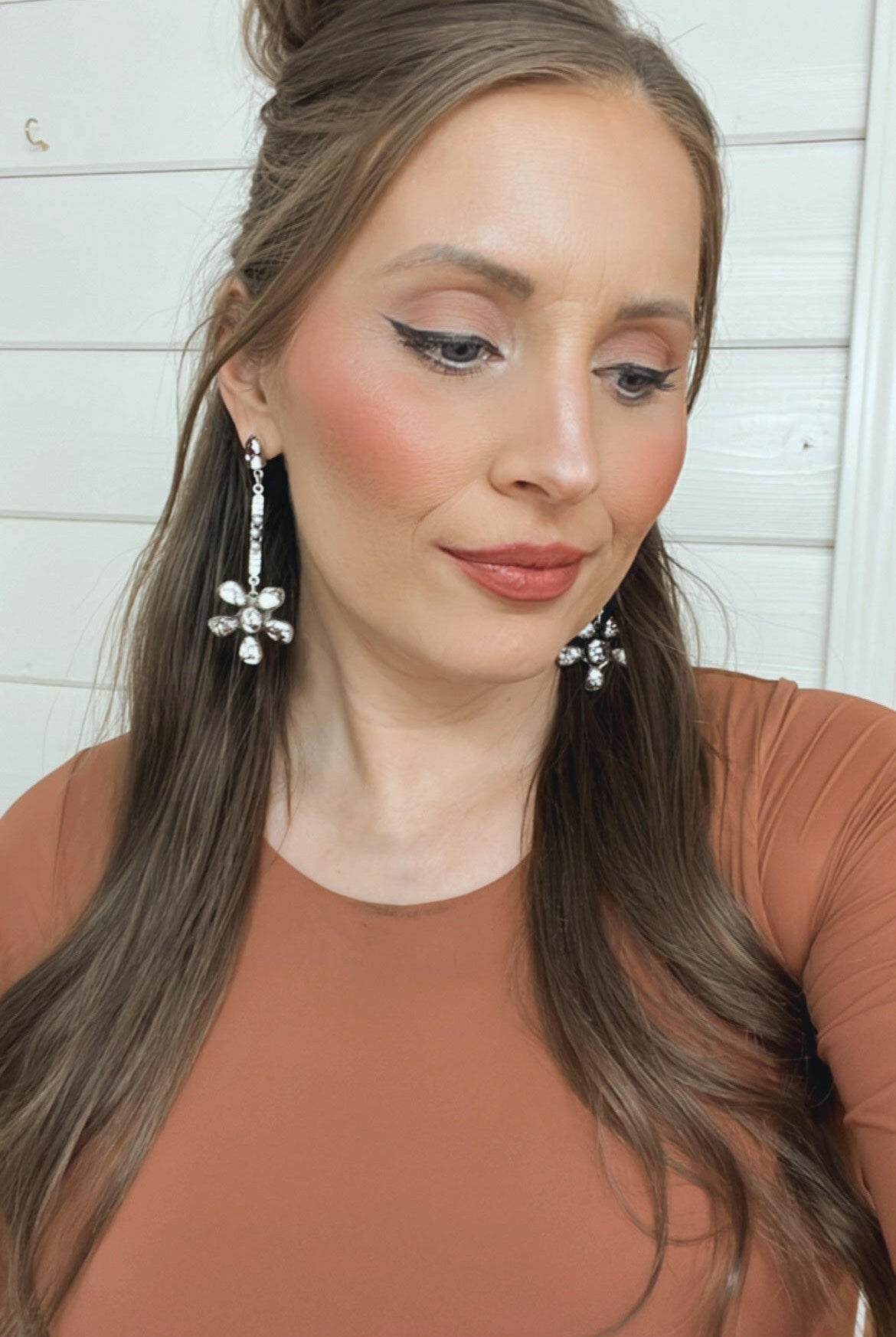 Soul Sister Flower Sterling Silver & Stone Earrings MADE TO ORDER-Drop Earrings-Krush Kandy, Women's Online Fashion Boutique Located in Phoenix, Arizona (Scottsdale Area)
