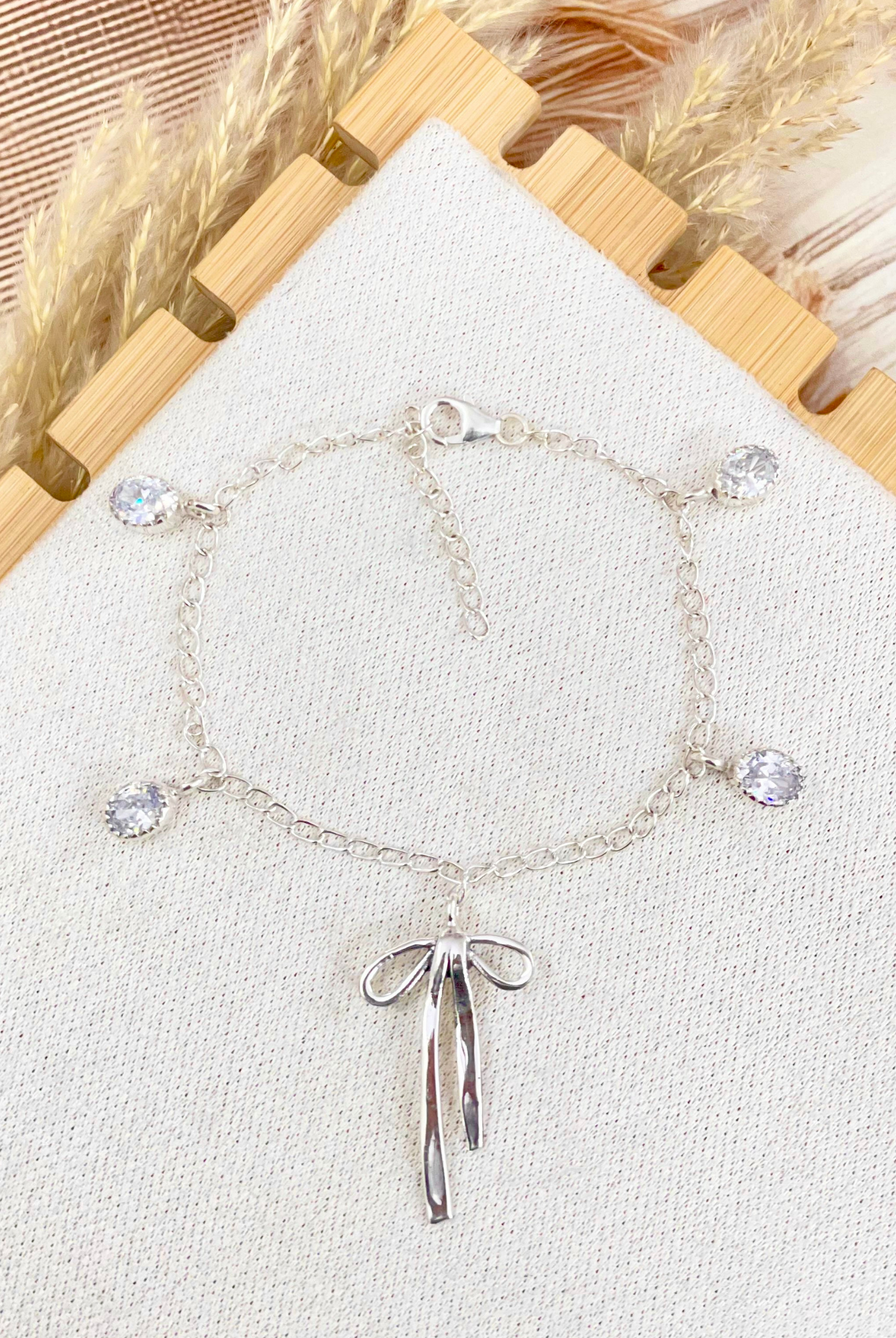 White CZ & Sterling Bow Bracelet-Bracelets-Krush Kandy, Women's Online Fashion Boutique Located in Phoenix, Arizona (Scottsdale Area)