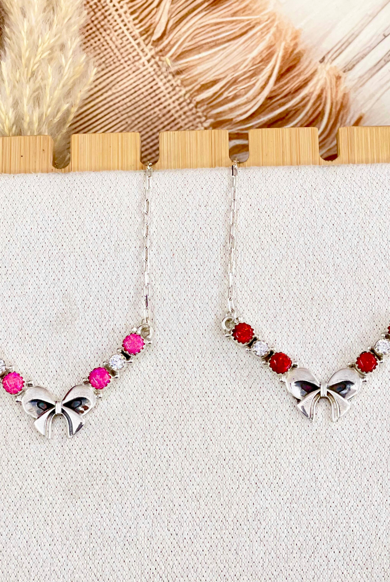 Opal & Crystal Bow Necklace-Necklaces-Krush Kandy, Women's Online Fashion Boutique Located in Phoenix, Arizona (Scottsdale Area)