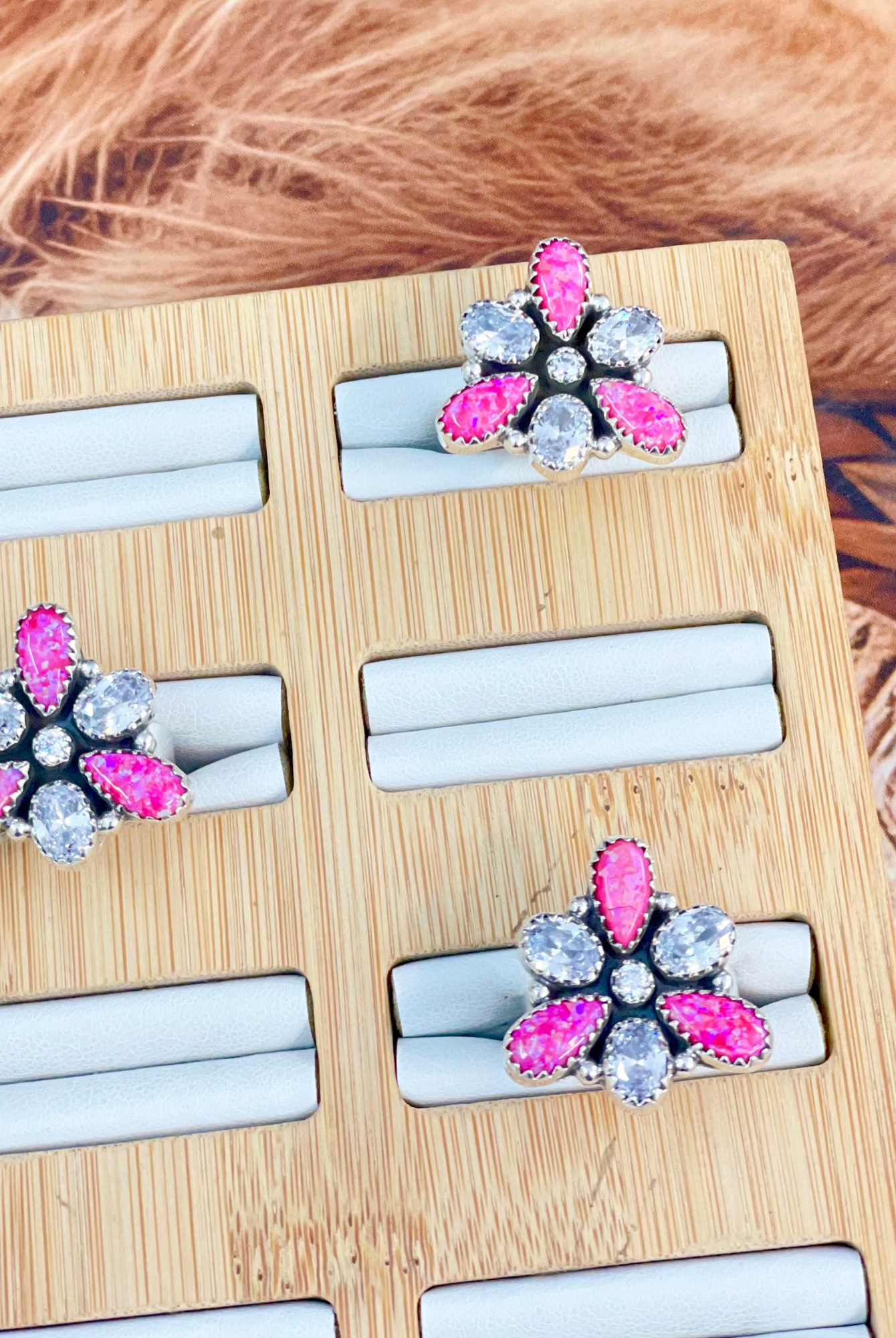 Frosted Flame Neon Pink Opal & Crystal Ring-Ring Sizers-Krush Kandy, Women's Online Fashion Boutique Located in Phoenix, Arizona (Scottsdale Area)