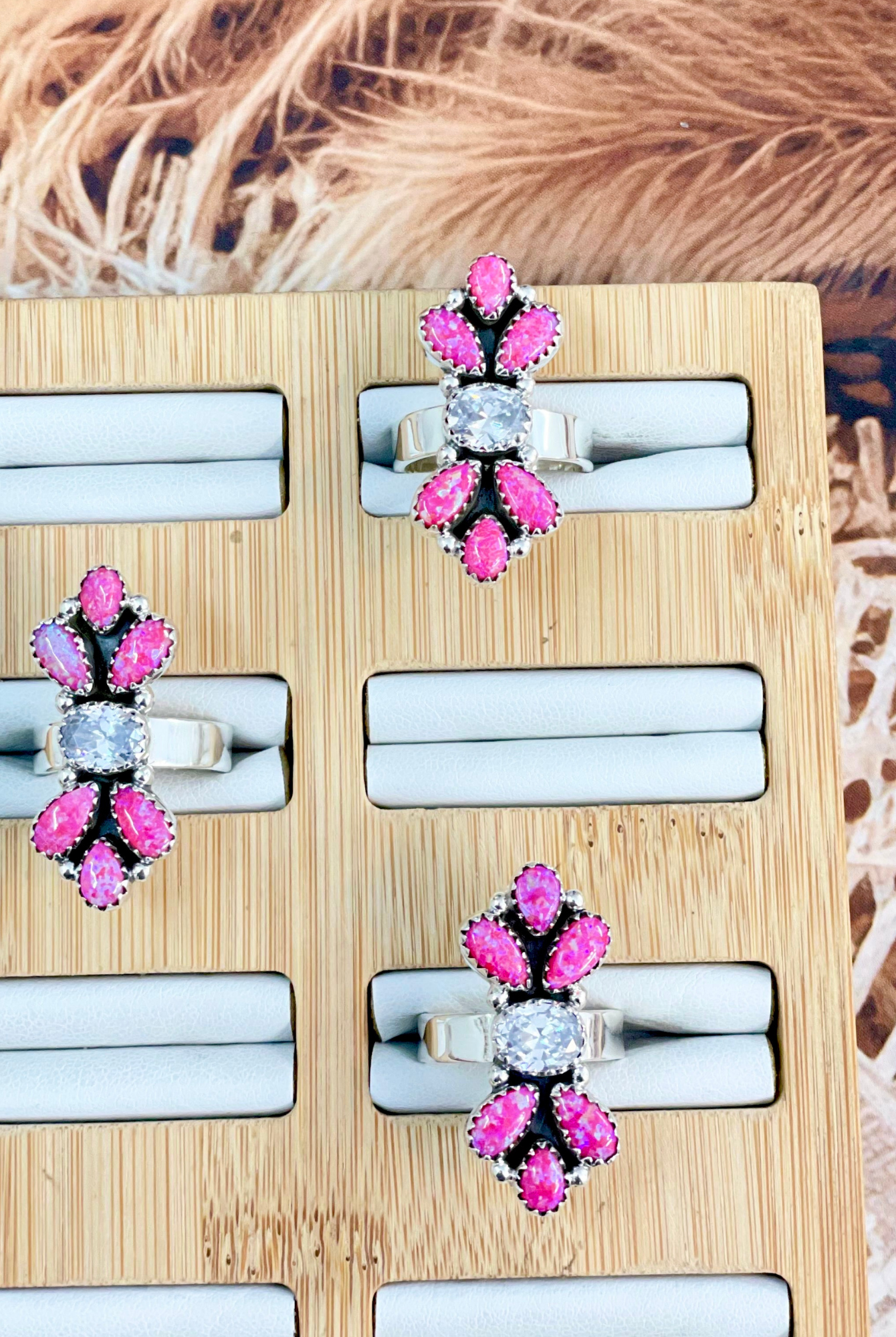 Leah's Neon Pink Opal & Crystal Ring-Ring Sizers-Krush Kandy, Women's Online Fashion Boutique Located in Phoenix, Arizona (Scottsdale Area)