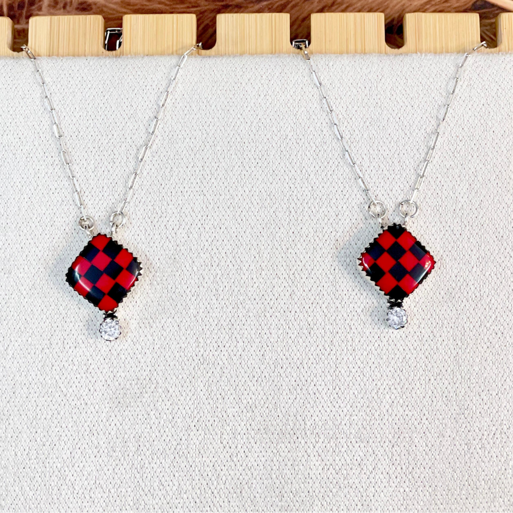 Rodeo Rouge Checkered Necklace-Necklaces-Krush Kandy, Women's Online Fashion Boutique Located in Phoenix, Arizona (Scottsdale Area)