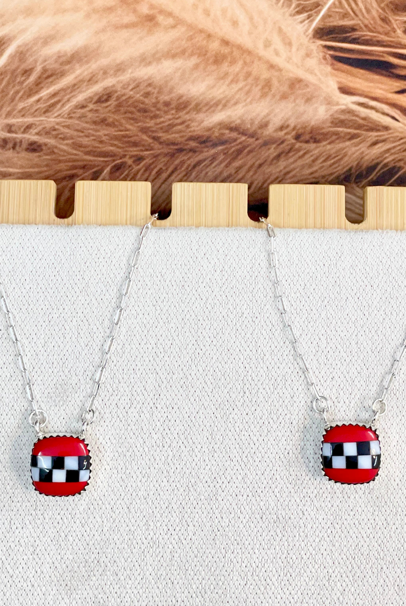 Rodeo Red Checkered Necklace-Necklaces-Krush Kandy, Women's Online Fashion Boutique Located in Phoenix, Arizona (Scottsdale Area)