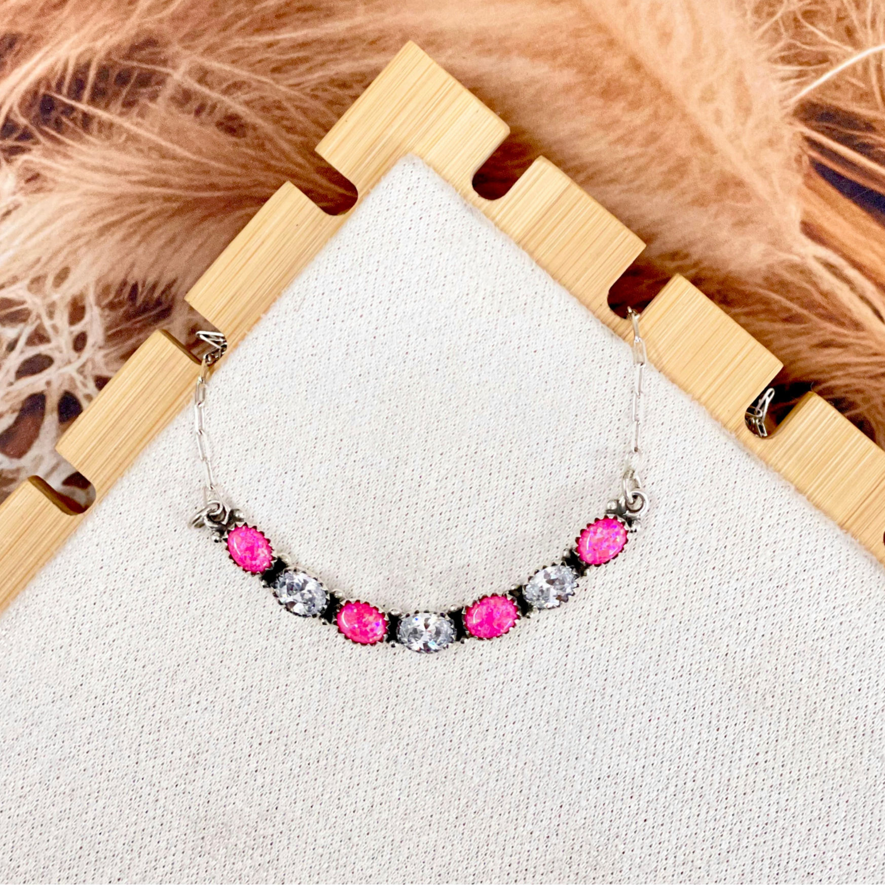 Crystals Neon Pink Opal Necklace-Necklaces-Krush Kandy, Women's Online Fashion Boutique Located in Phoenix, Arizona (Scottsdale Area)