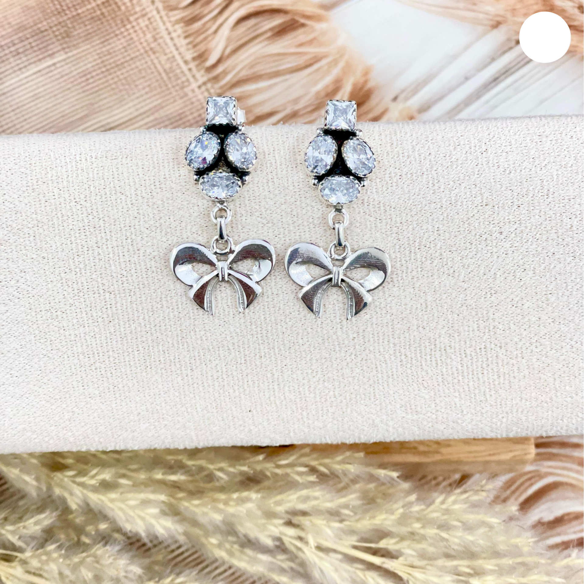 Crystal Cluster & Sterling Bow Earrings-Stud Earrings-Krush Kandy, Women's Online Fashion Boutique Located in Phoenix, Arizona (Scottsdale Area)