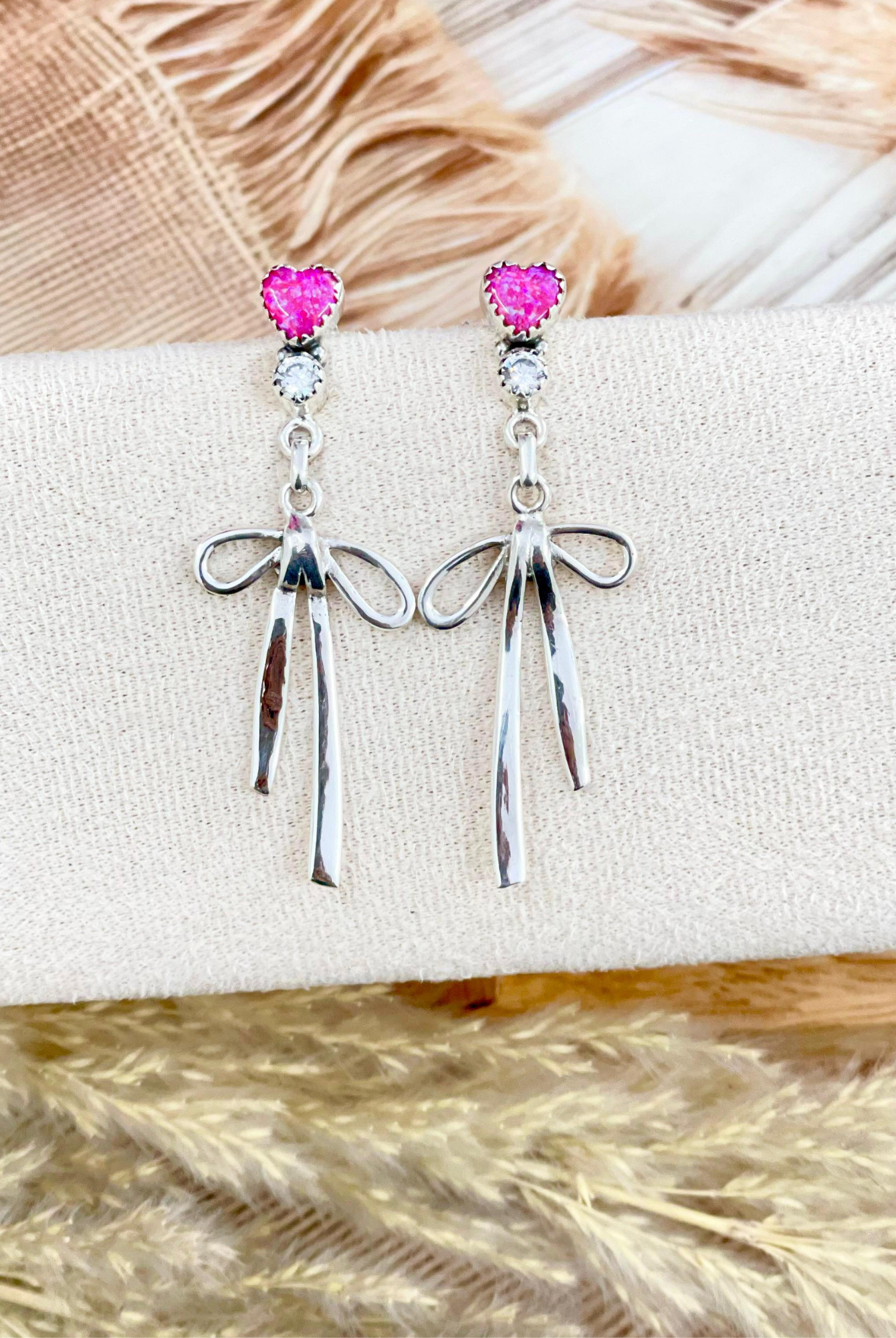 Multi Stone & Bow Sterling Silver Earrings-Stud Earrings-Krush Kandy, Women's Online Fashion Boutique Located in Phoenix, Arizona (Scottsdale Area)
