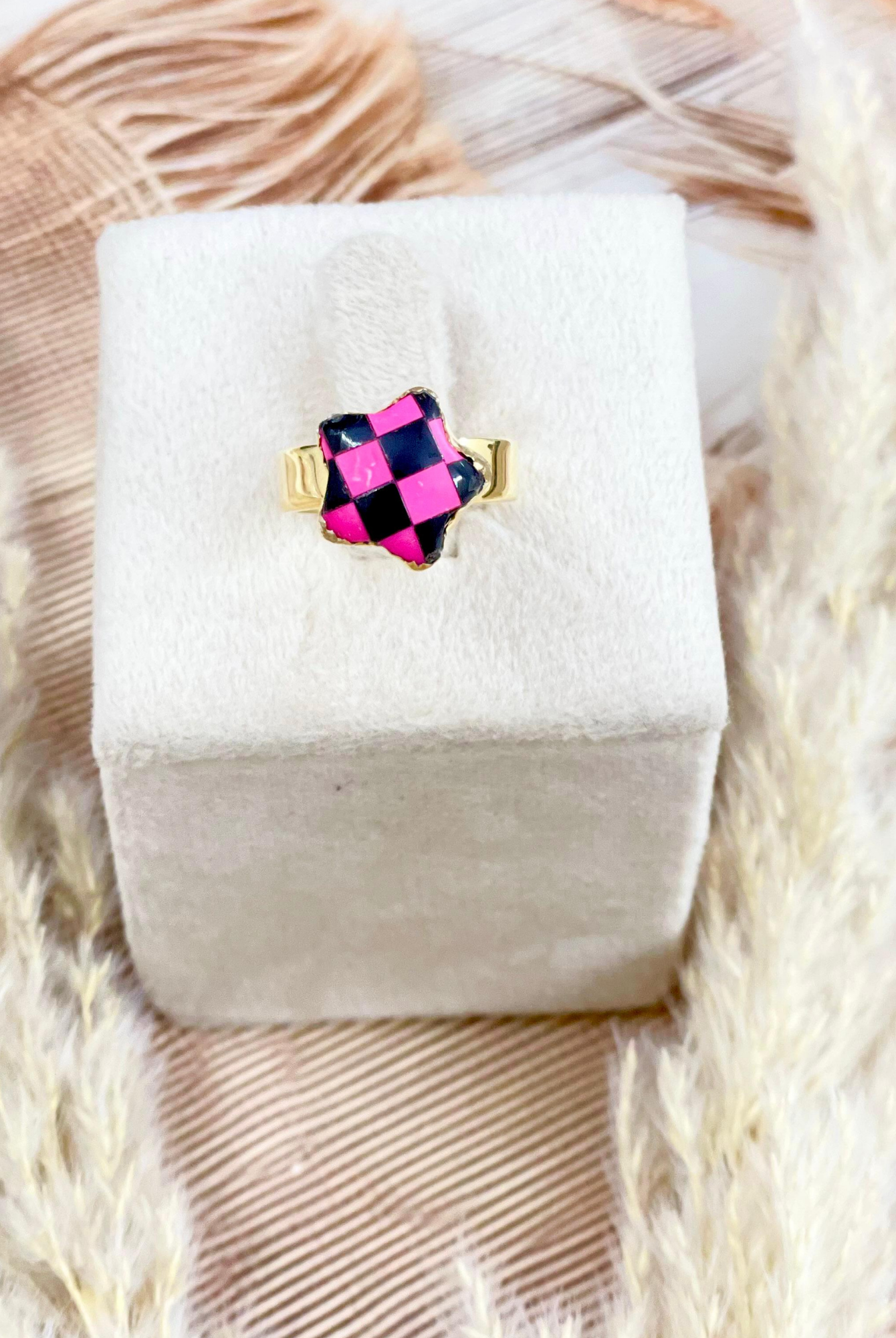 Krush Gold Hot Pink Sterling Silver Checkered Rings-Ring Sizers-Krush Kandy, Women's Online Fashion Boutique Located in Phoenix, Arizona (Scottsdale Area)