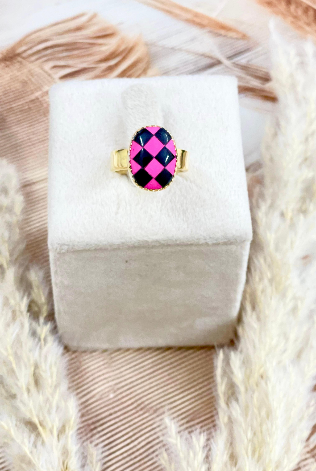 Krush Gold Hot Pink Sterling Silver Checkered Rings-Ring Sizers-Krush Kandy, Women's Online Fashion Boutique Located in Phoenix, Arizona (Scottsdale Area)
