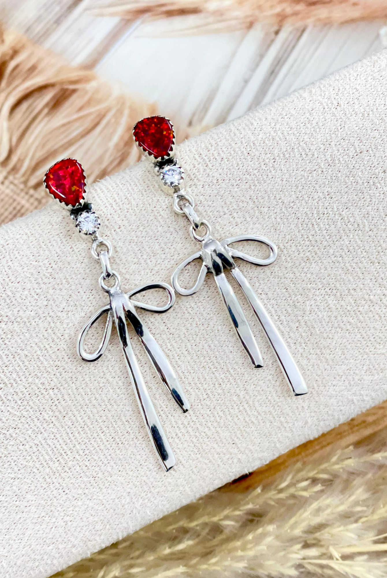 Multi Stone & Bow Sterling Silver Earrings-Stud Earrings-Krush Kandy, Women's Online Fashion Boutique Located in Phoenix, Arizona (Scottsdale Area)