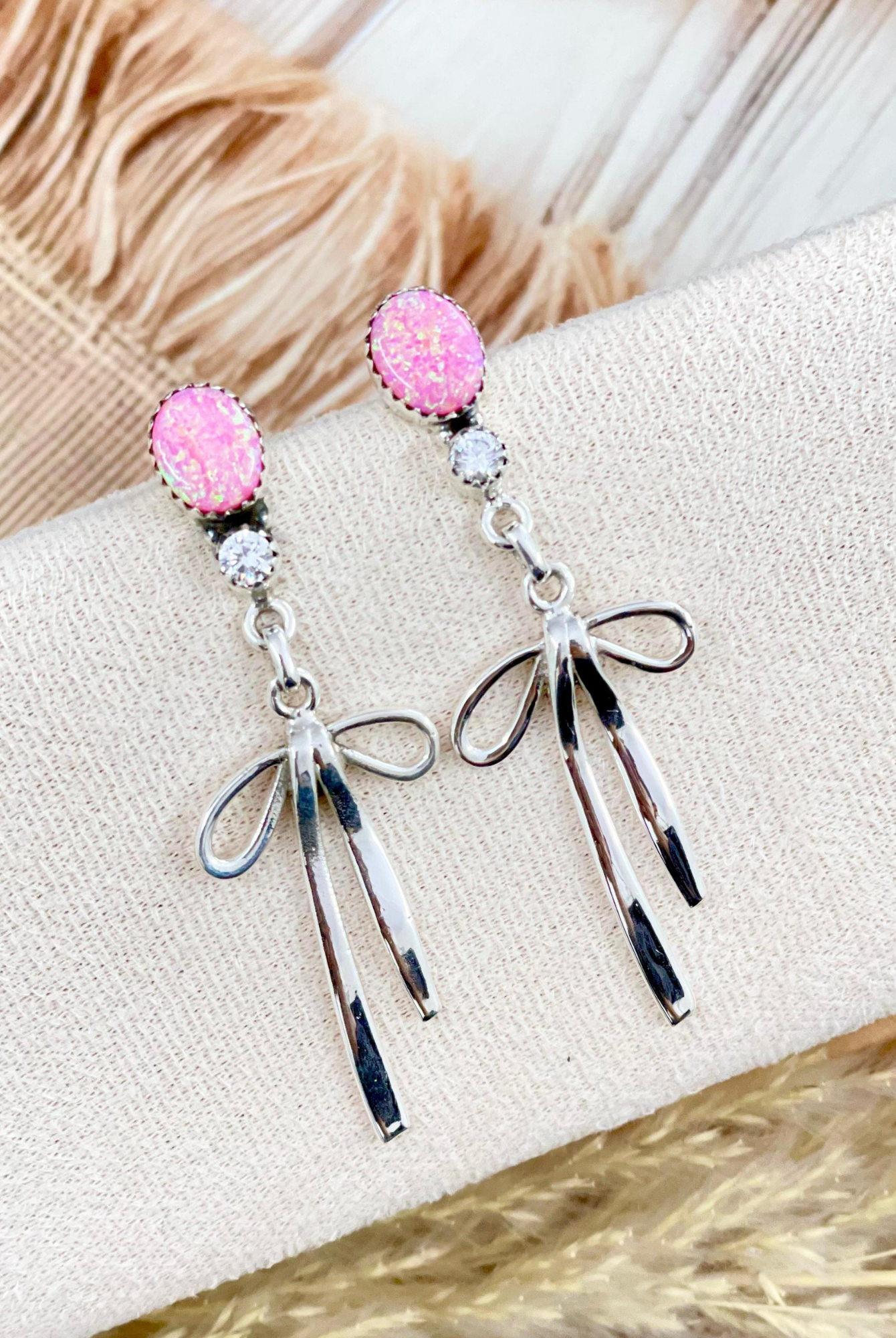 Multi Stone & Bow Sterling Silver Earrings-Stud Earrings-Krush Kandy, Women's Online Fashion Boutique Located in Phoenix, Arizona (Scottsdale Area)