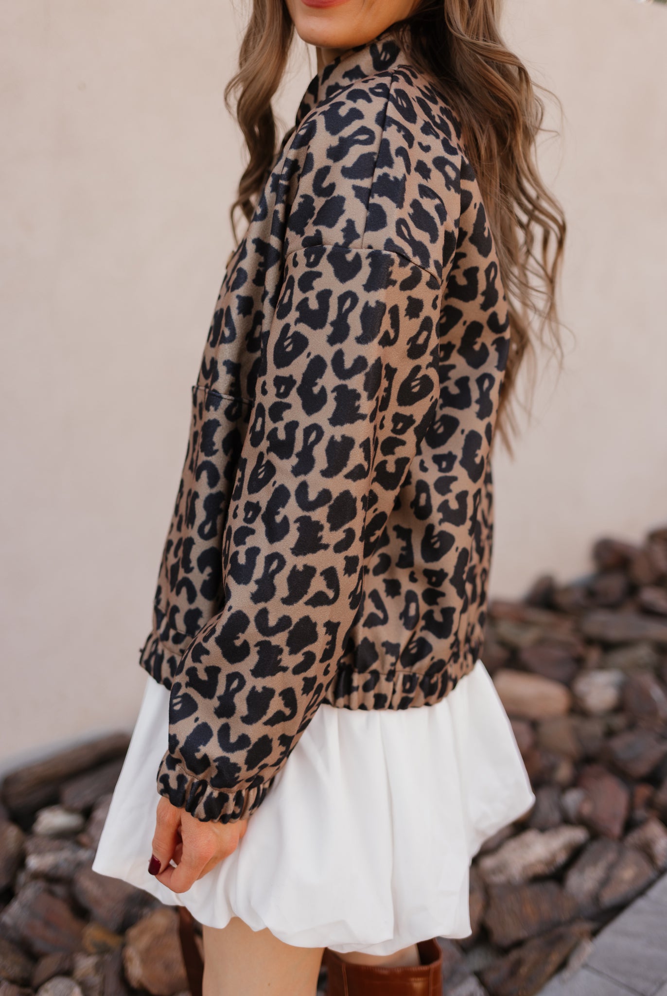 Leopard Bomber Outwear Jacket-Tops-Krush Kandy, Women's Online Fashion Boutique Located in Phoenix, Arizona (Scottsdale Area)