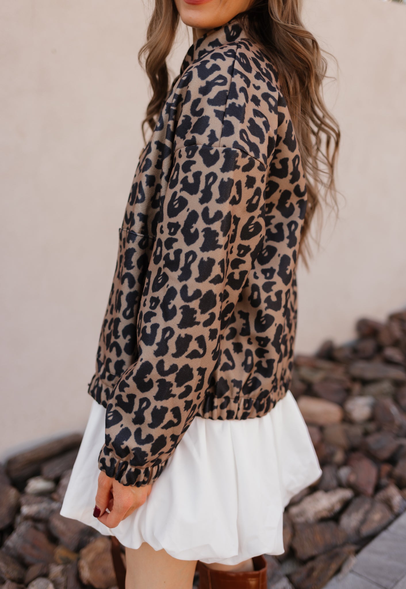 Leopard Bomber Outwear Jacket-Tops-Krush Kandy, Women's Online Fashion Boutique Located in Phoenix, Arizona (Scottsdale Area)