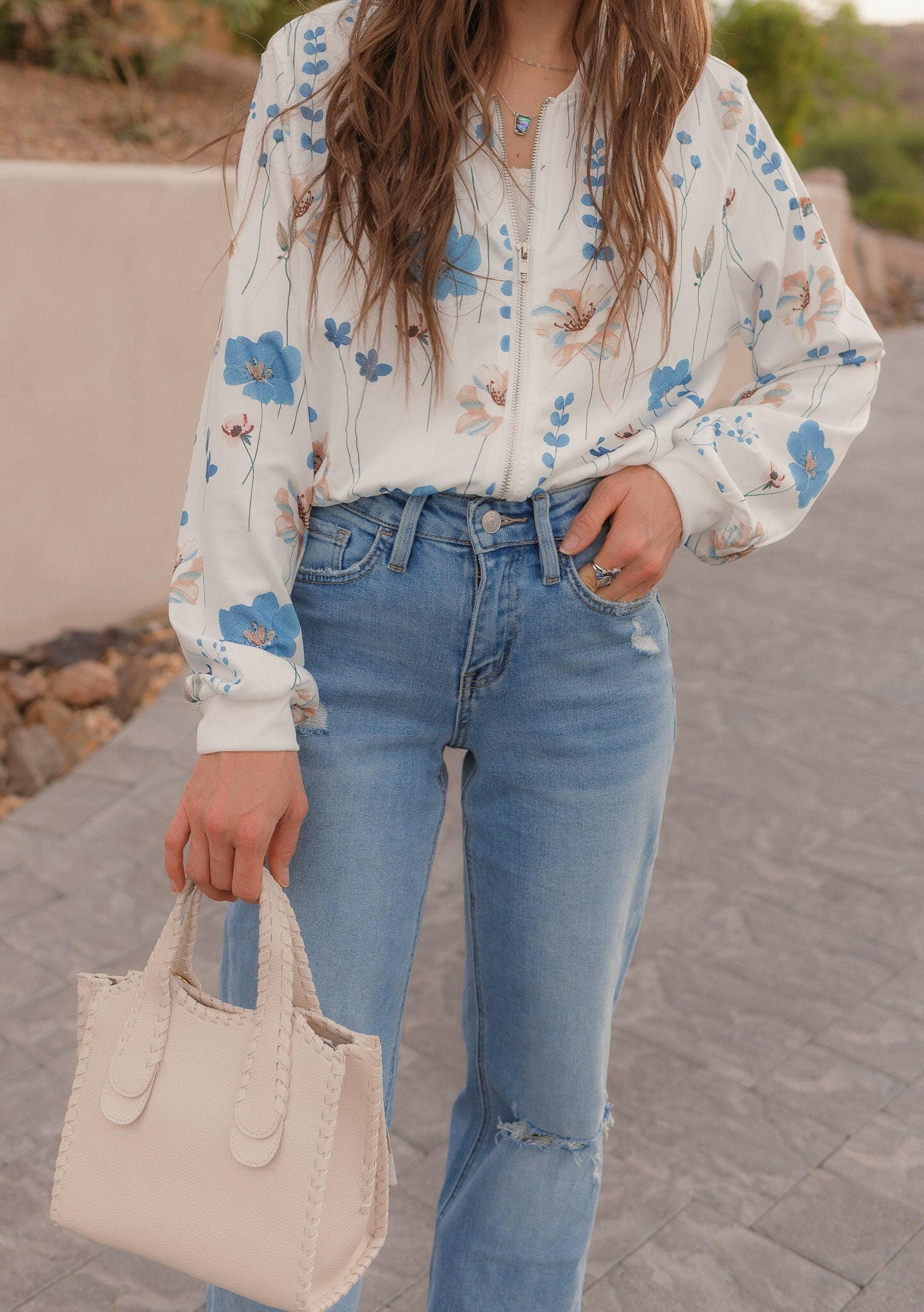 Spring Breeze Floral Bomber Jacket-Jackets-Krush Kandy, Women's Online Fashion Boutique Located in Phoenix, Arizona (Scottsdale Area)