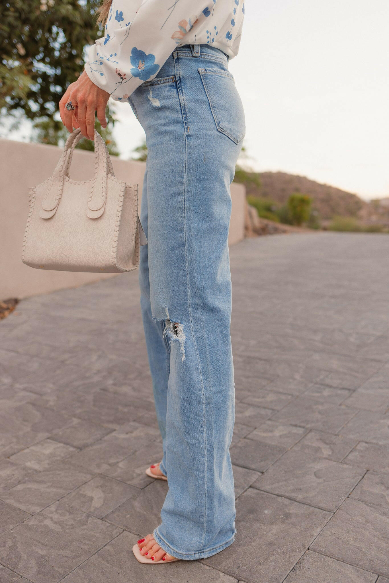 Vervet Distressed Knee Wide Leg Jean-Denim-Krush Kandy, Women's Online Fashion Boutique Located in Phoenix, Arizona (Scottsdale Area)