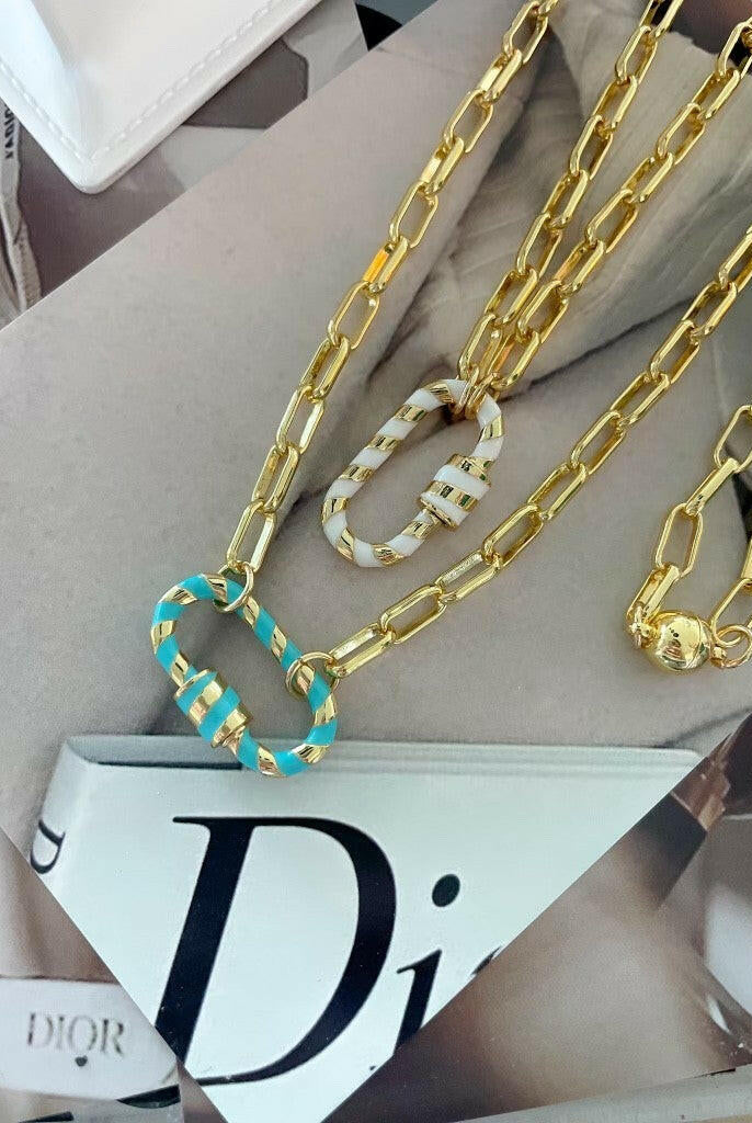 Enamel Stripe Carabiner Magnetic Necklace-Necklaces-Krush Kandy, Women's Online Fashion Boutique Located in Phoenix, Arizona (Scottsdale Area)