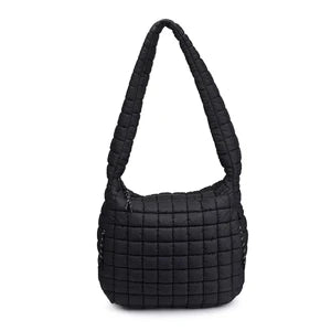Leda Quilted Nylon Puffer Hobo Crossbody Bag-handbags-Krush Kandy, Women's Online Fashion Boutique Located in Phoenix, Arizona (Scottsdale Area)