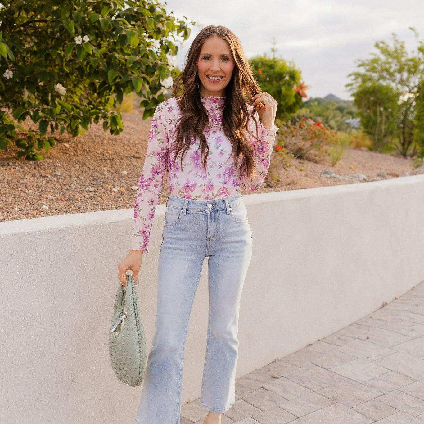 Delicate Floral Mesh Long Sleeve Top-Long Sleeve Tops-Krush Kandy, Women's Online Fashion Boutique Located in Phoenix, Arizona (Scottsdale Area)