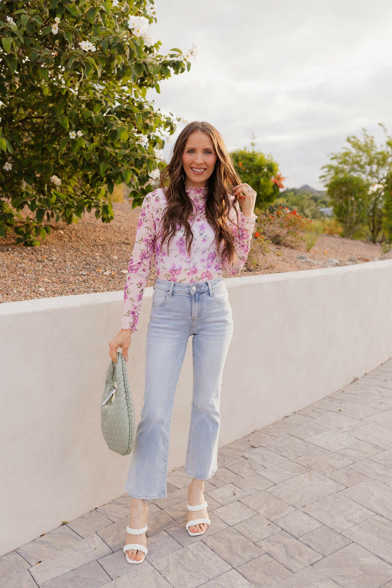 Delicate Floral Mesh Long Sleeve Top-Long Sleeve Tops-Krush Kandy, Women's Online Fashion Boutique Located in Phoenix, Arizona (Scottsdale Area)