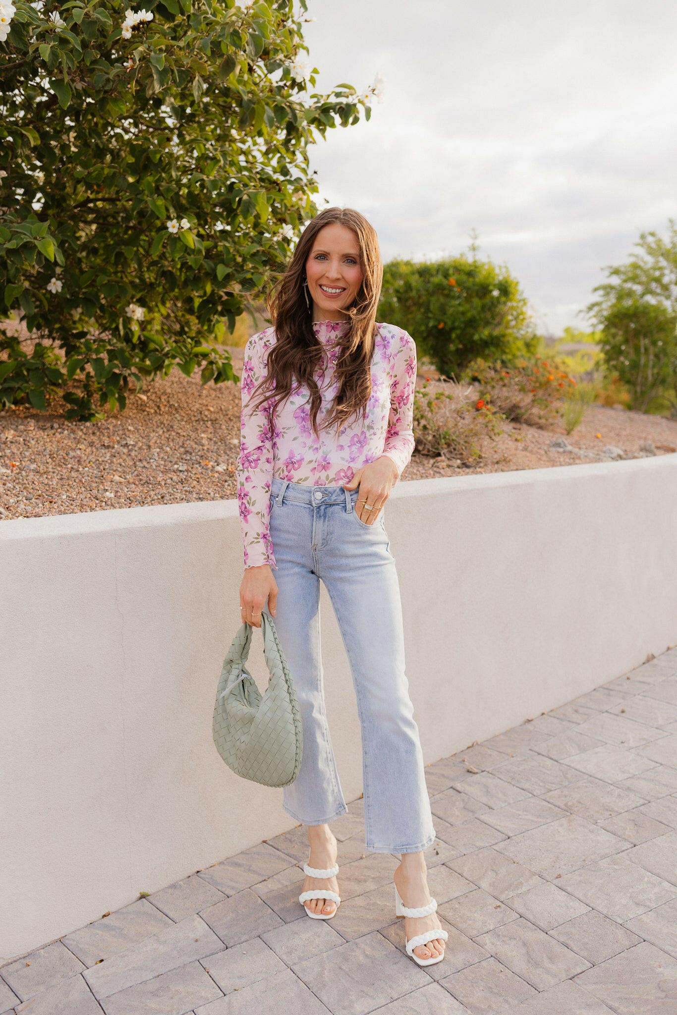 Delicate Floral Mesh Long Sleeve Top-Long Sleeve Tops-Krush Kandy, Women's Online Fashion Boutique Located in Phoenix, Arizona (Scottsdale Area)