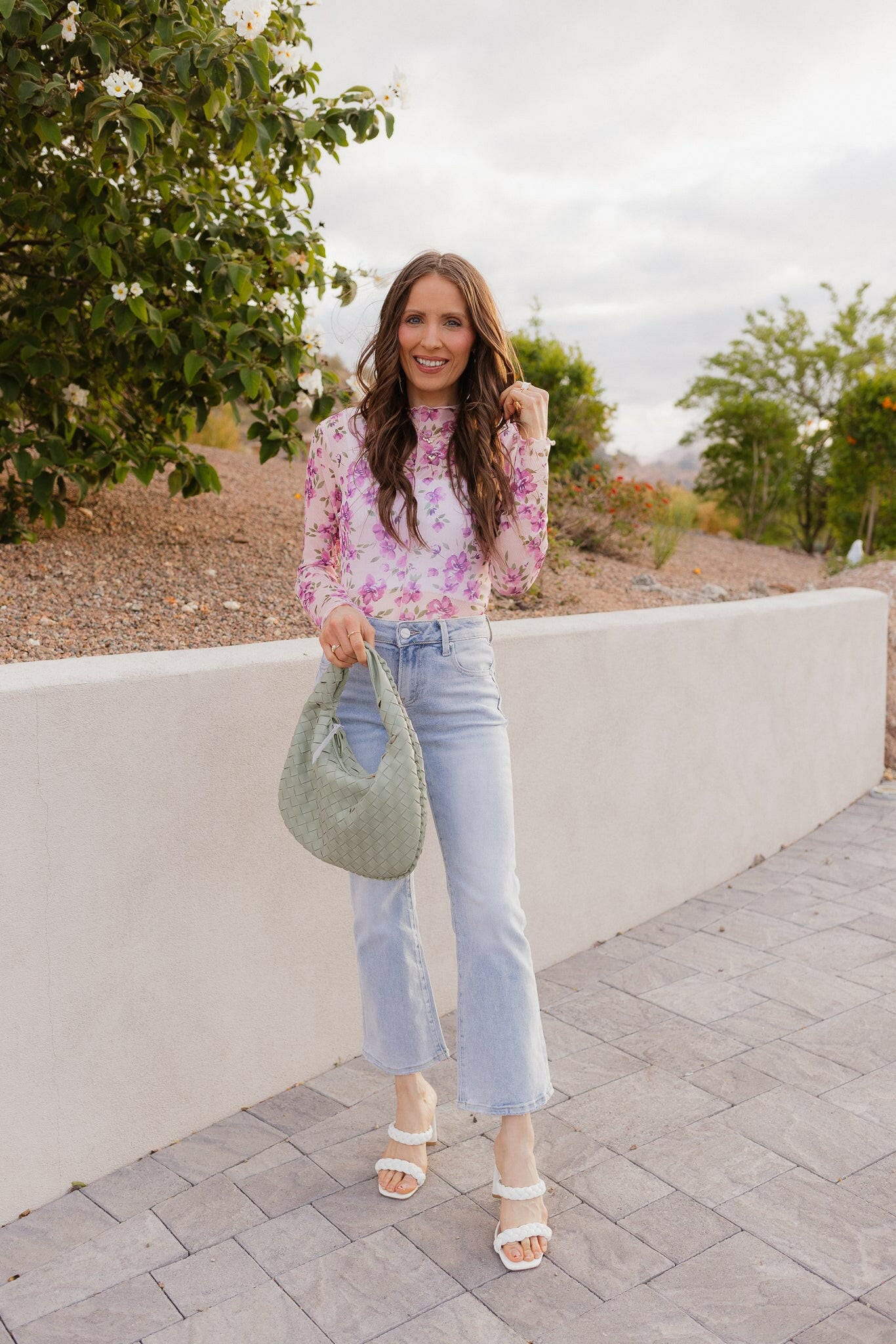 Delicate Floral Mesh Long Sleeve Top-Long Sleeve Tops-Krush Kandy, Women's Online Fashion Boutique Located in Phoenix, Arizona (Scottsdale Area)