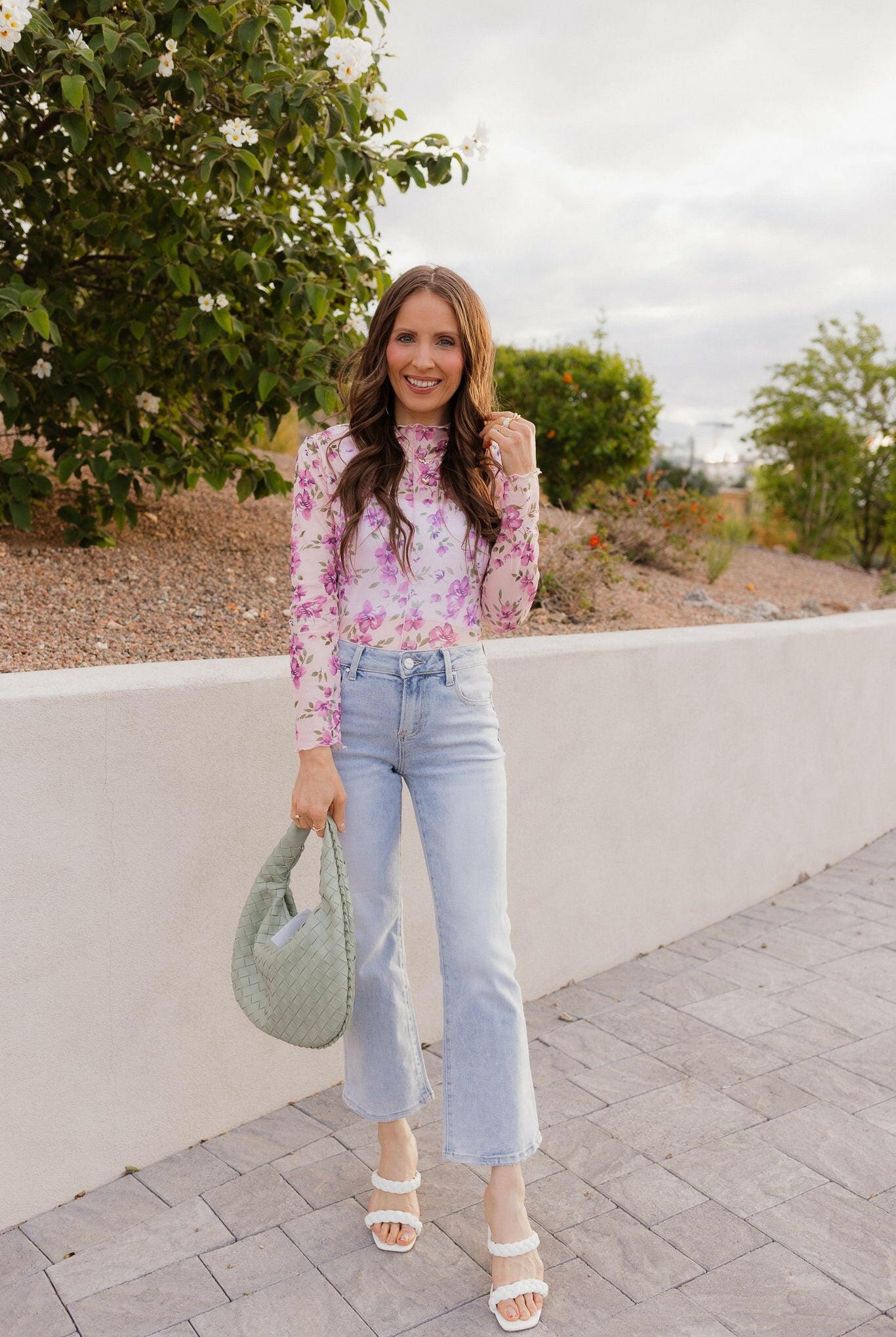 Delicate Floral Mesh Long Sleeve Top-Long Sleeve Tops-Krush Kandy, Women's Online Fashion Boutique Located in Phoenix, Arizona (Scottsdale Area)