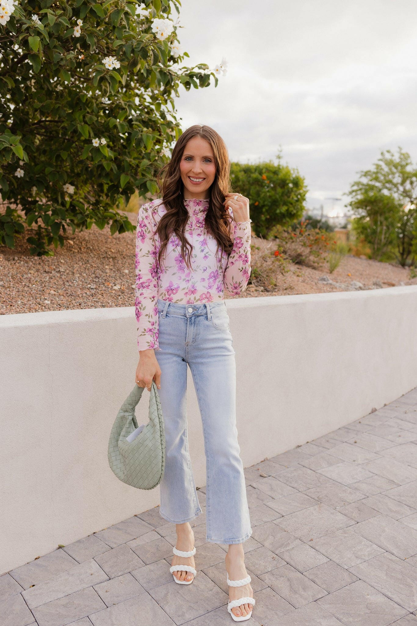 Delicate Floral Mesh Long Sleeve Top-Long Sleeve Tops-Krush Kandy, Women's Online Fashion Boutique Located in Phoenix, Arizona (Scottsdale Area)